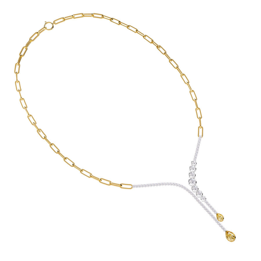 Diamond2Deal - Diamond2Deal 925 Sterling Silver Two-tone 3.8 Ct Pear Cut White & Yellow Lab Grown Diamond Drop Neck - 1