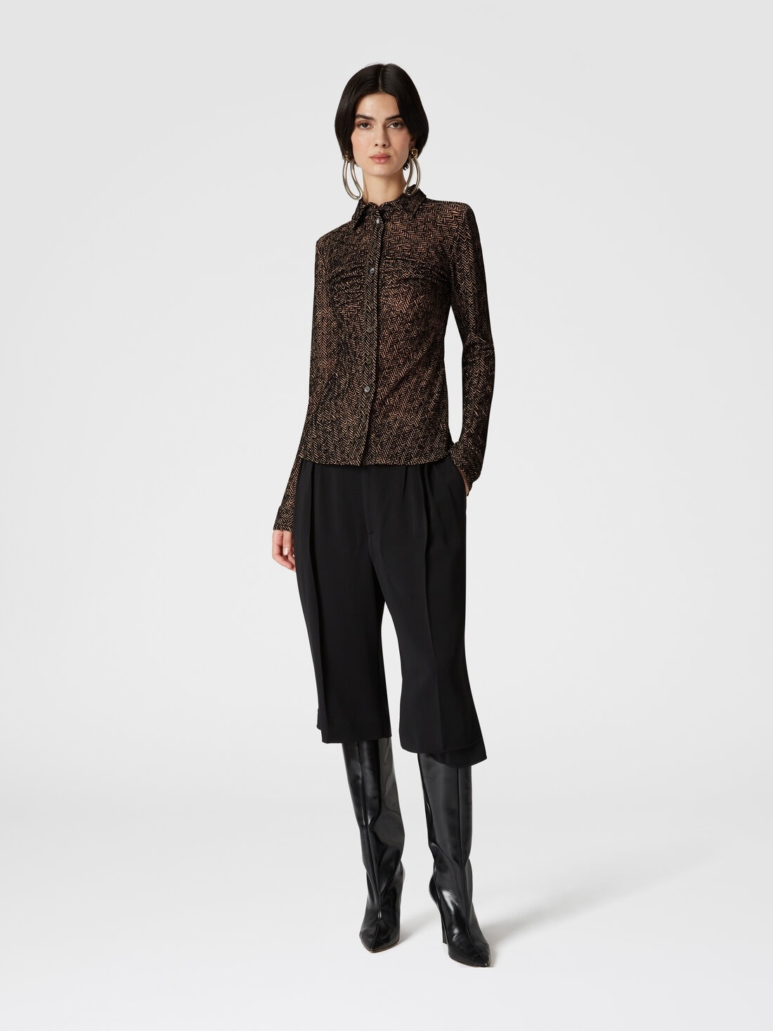 Zig zag tulle shirt with gathering - 2