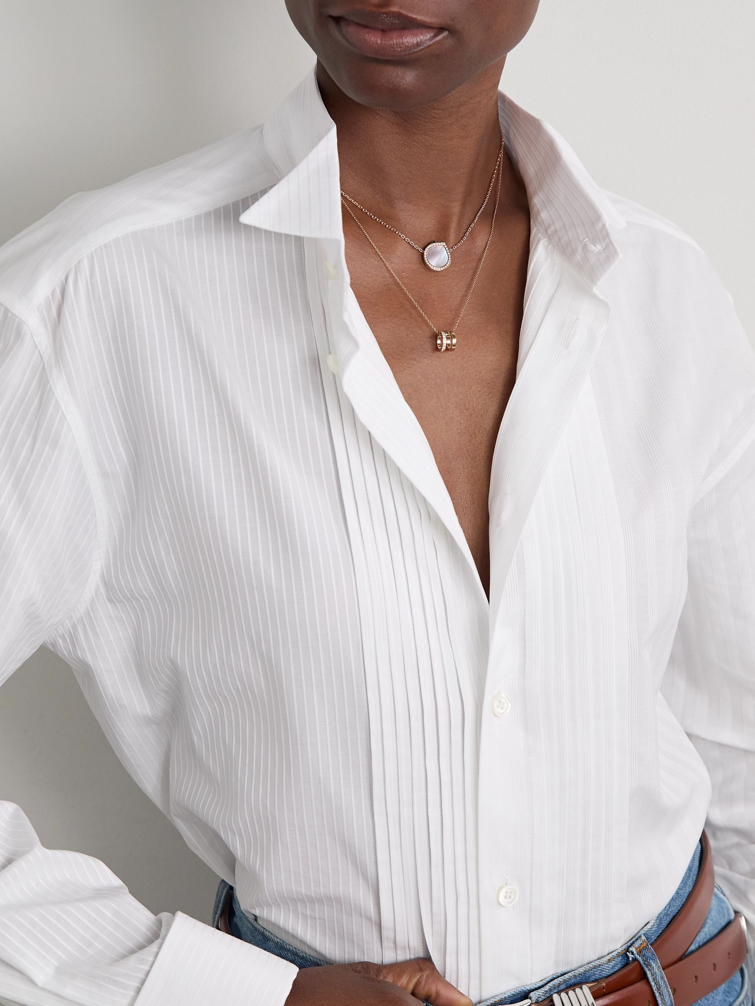 Antifer 18-karat rose gold, mother-of-pearl and diamond necklace White - 5