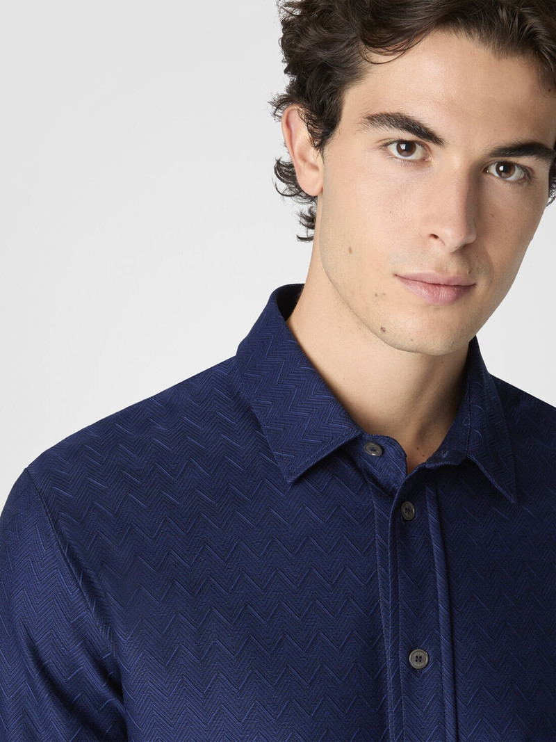 Zigzag Jersey Cotton Shirt Tone on Tone 5