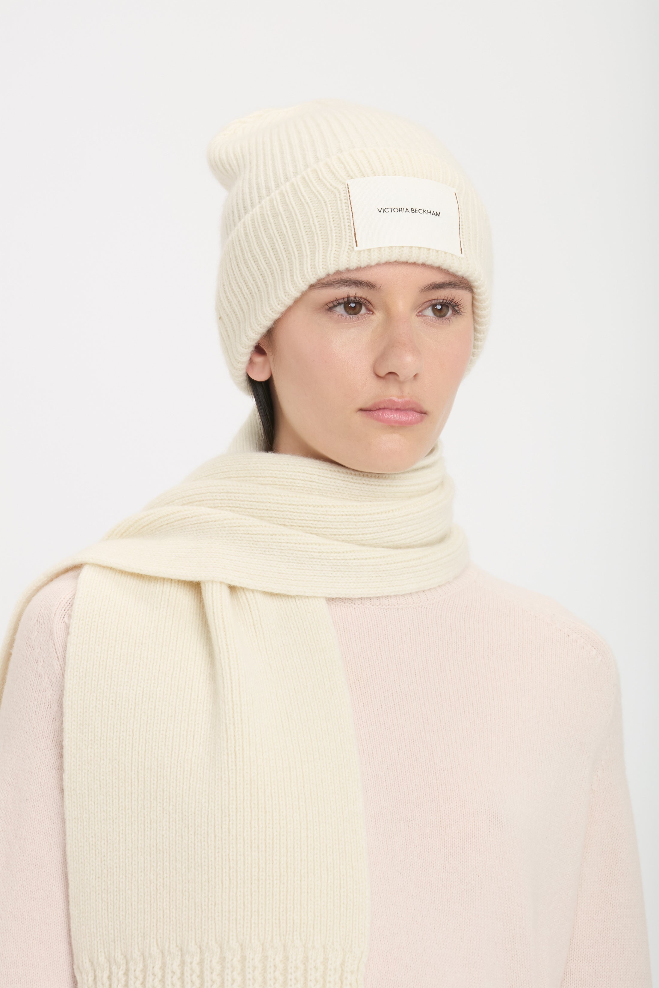 Logo Patch Beanie In Ivory-Camel - 5
