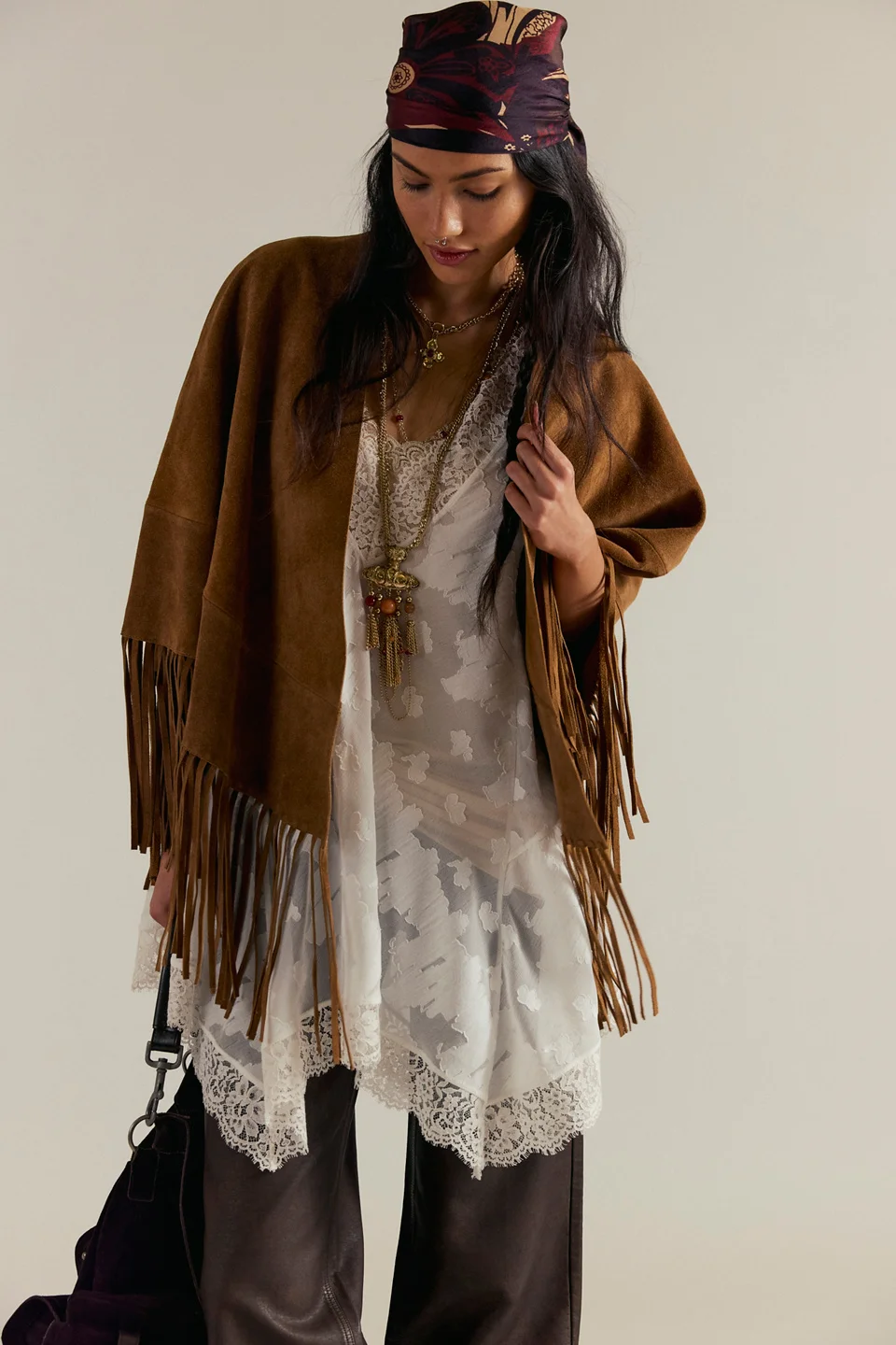 Fire Nights Suede Shawl - 1