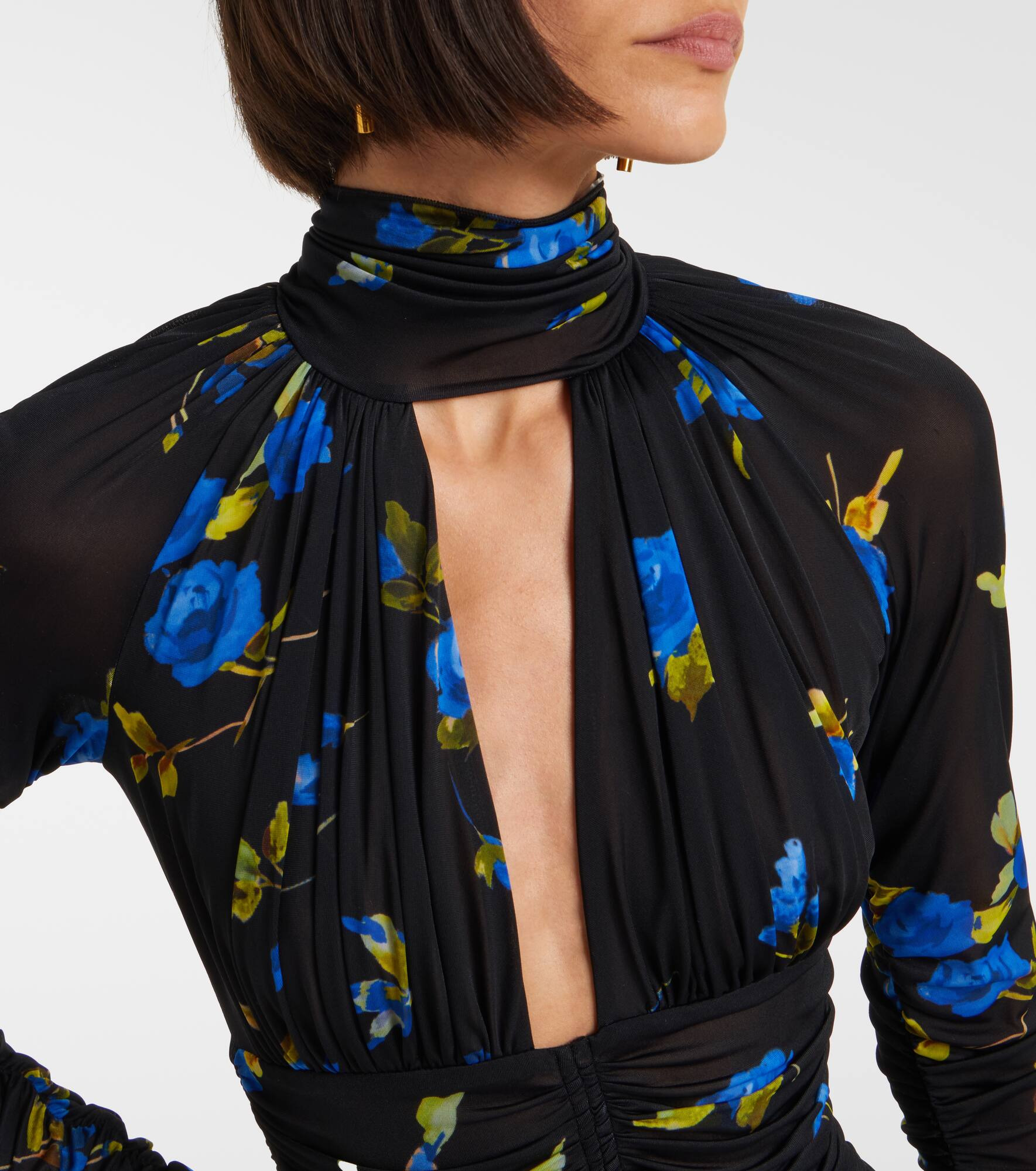 Cutout floral jersey minidress - 4