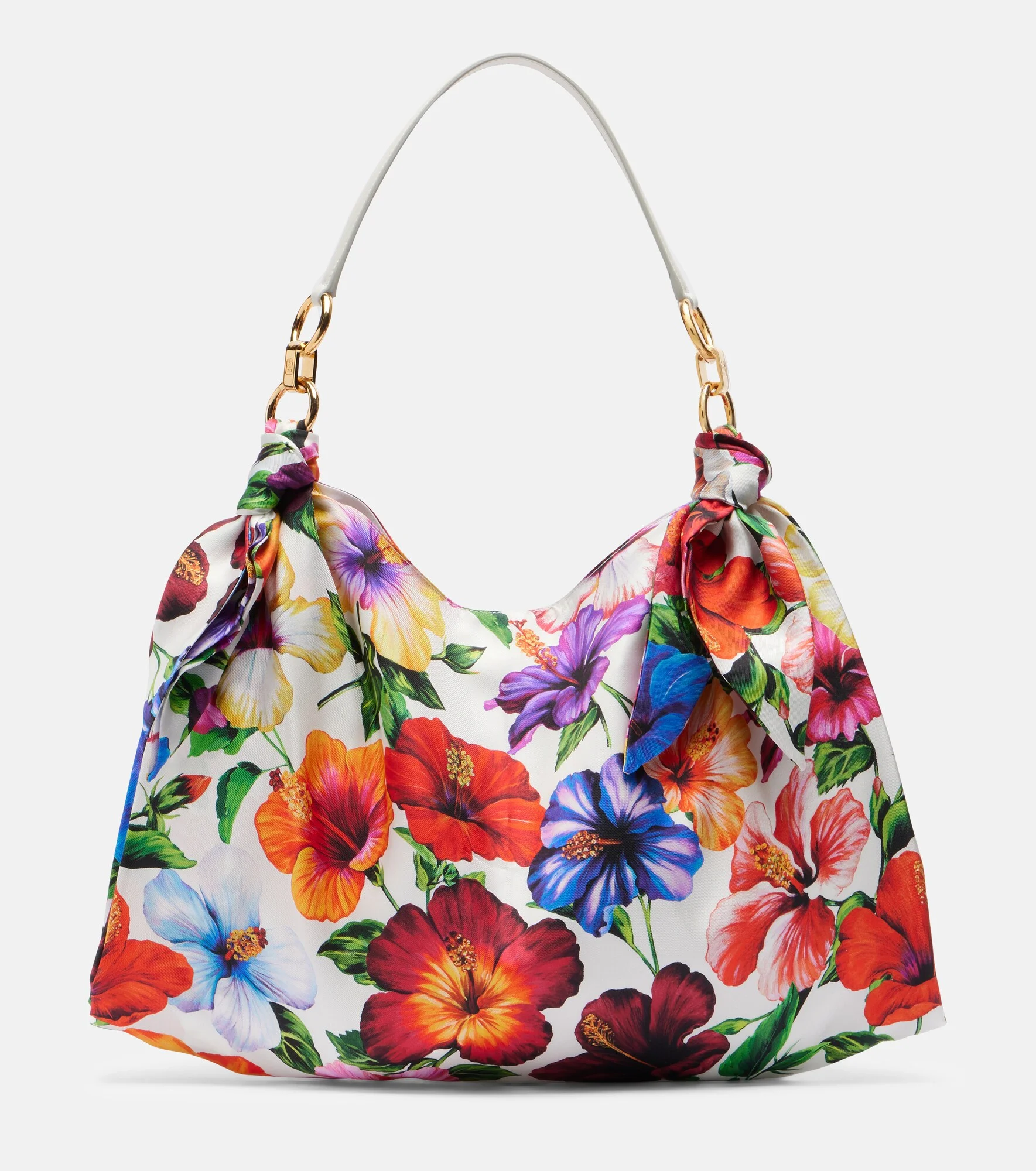 Medium floral satin tote bag - 1
