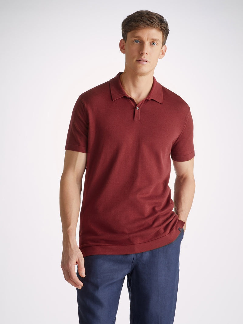 Derek Rose Men's Polo Shirt Jacob Sea Island Cotton Wine outlook