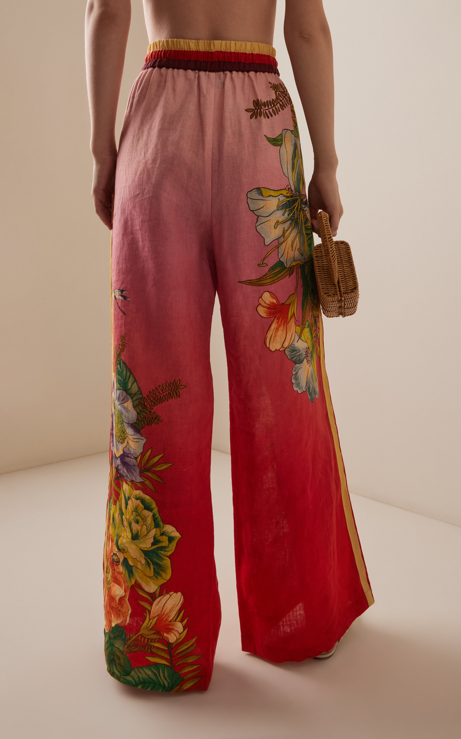 Inez Ombré Linen Wide-Leg Pants pink - 4