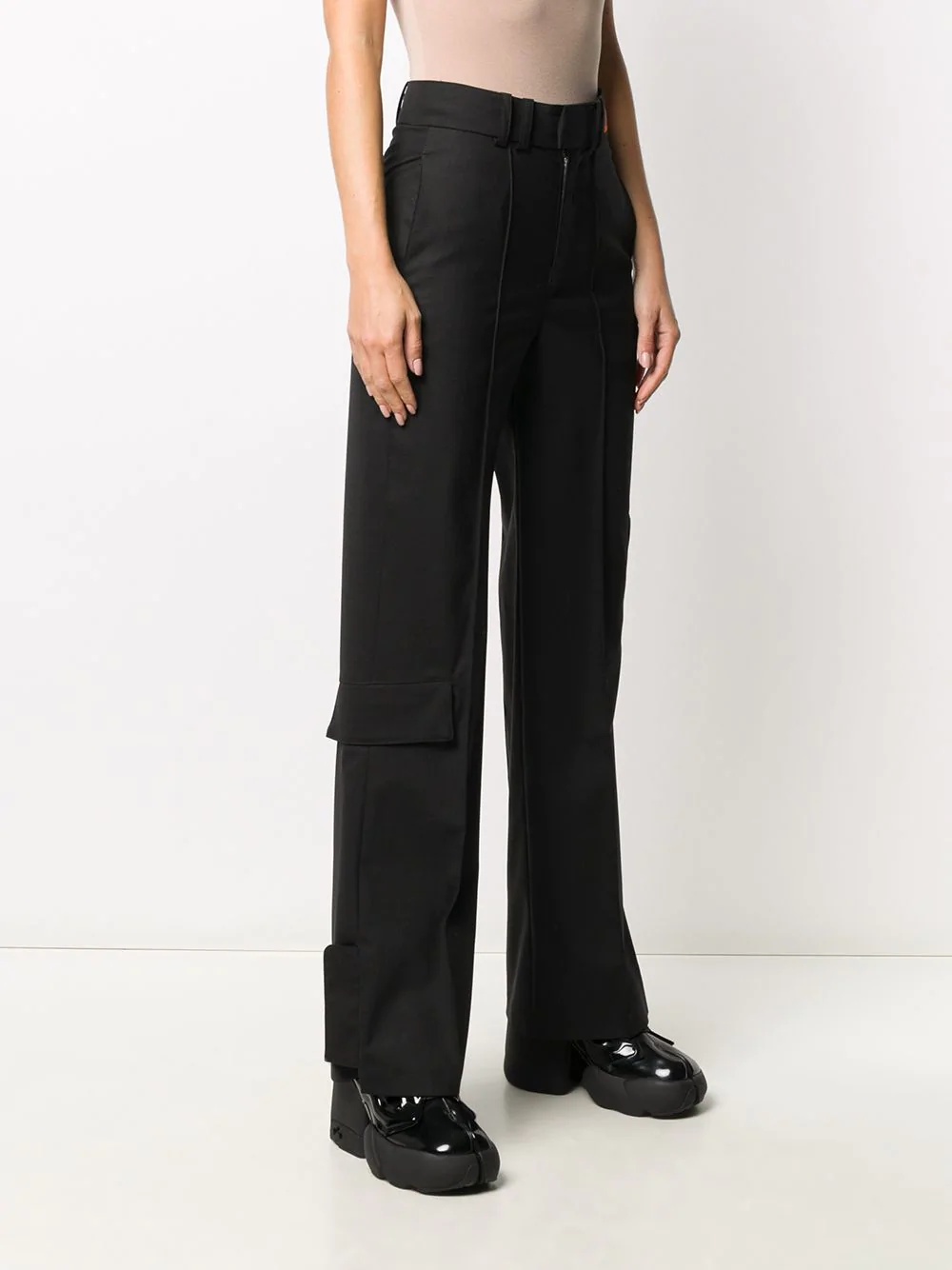 straight leg satin trousers - 3