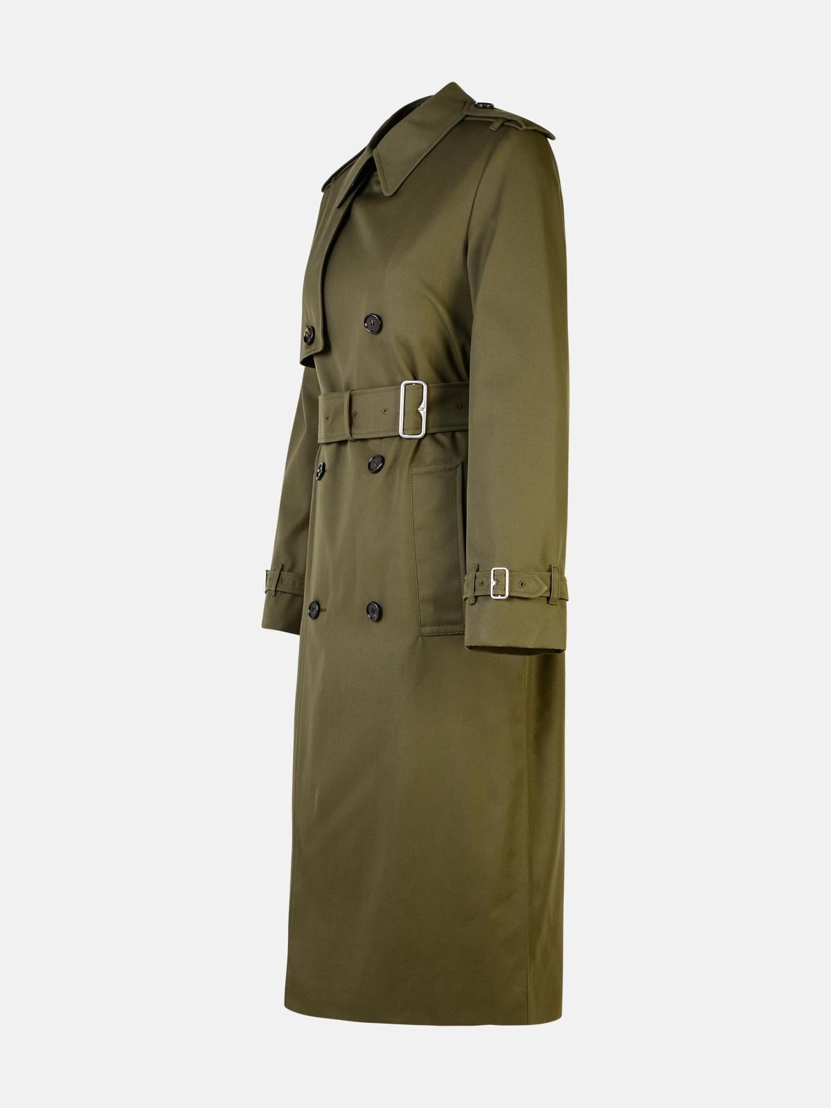 GREEN COTTON BLEND TRENCH COAT - 2