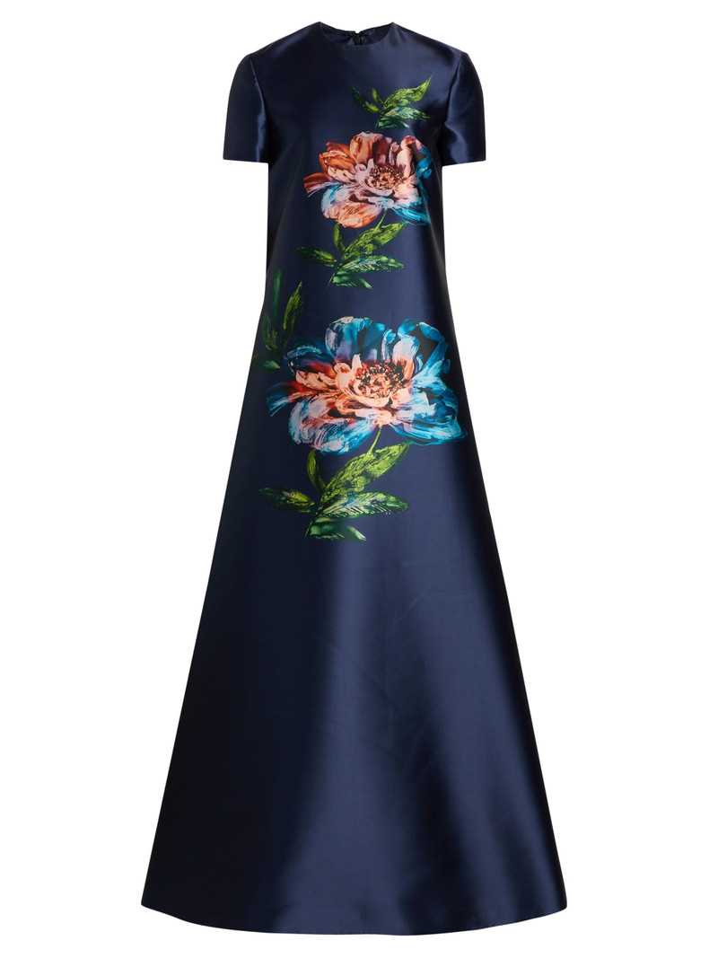 Women's Petals, Spice, & Whispers Of Plumage A-Line Gown - Navy 1