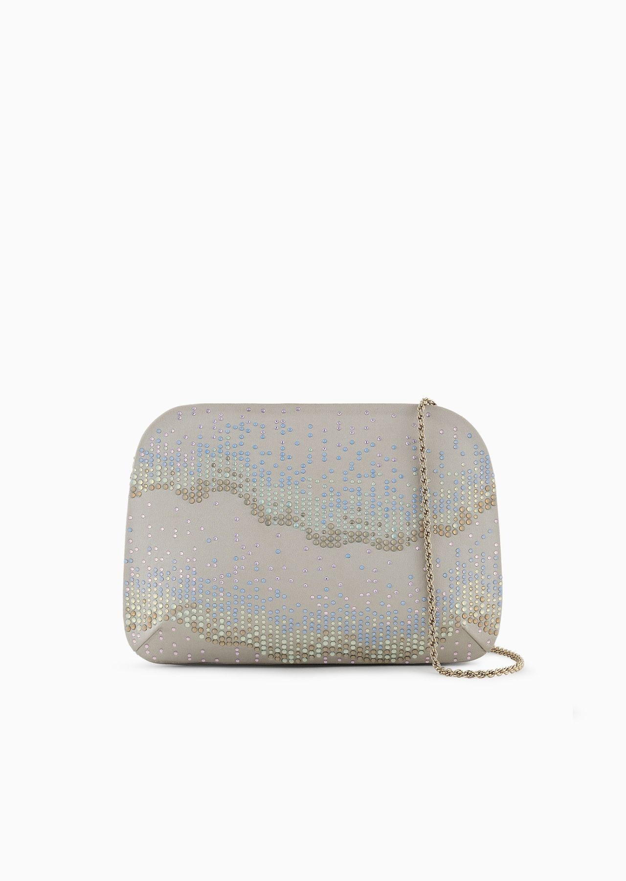 La Prima satin and rhinestone clutch bag with wave motif - 1