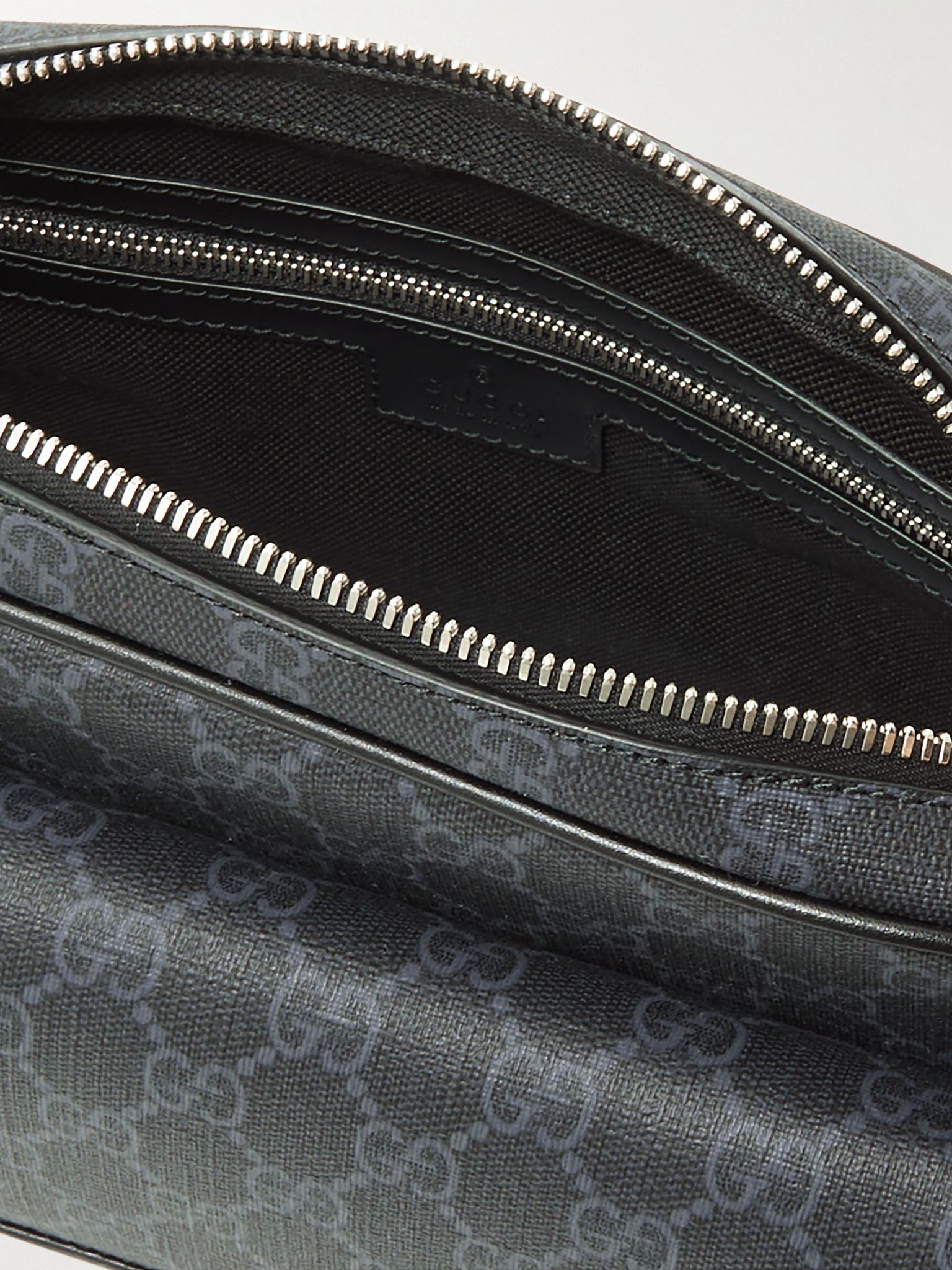 Small Leather-Trimmed Monogrammed Coated-Canvas Messenger Bag Black - 5