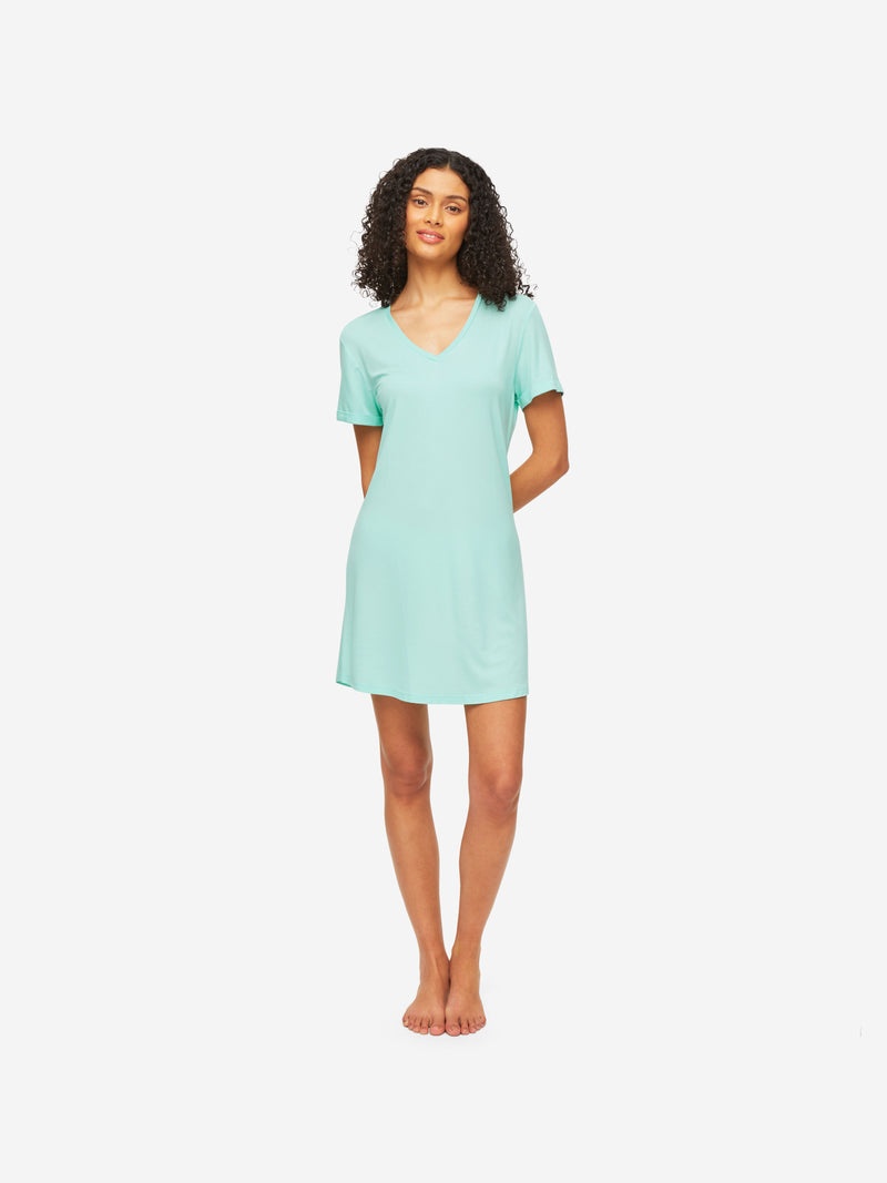 Women's V-Neck Sleep T-Shirt Lara Micro Modal Stretch Mint - 3