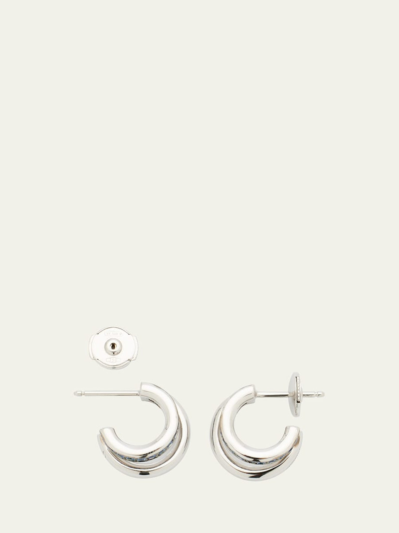 Iconica 18K White Gold and Sapphire Double Hoop Earrings 4