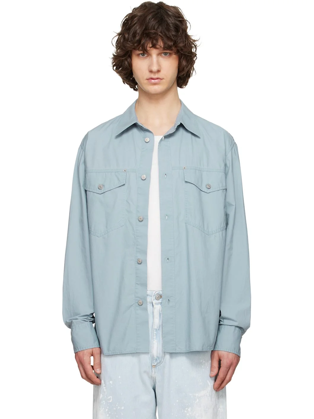 Blue Long-Sleeved Shirt - 1