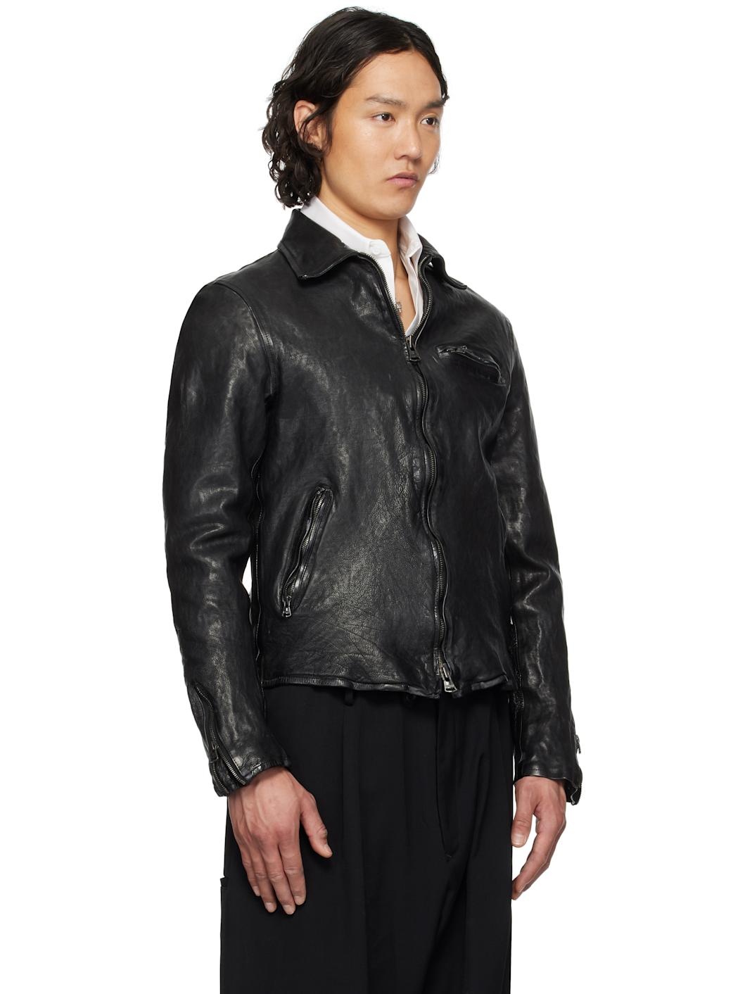 Black Backlash Calf Single Riders Leather Jacket - 2