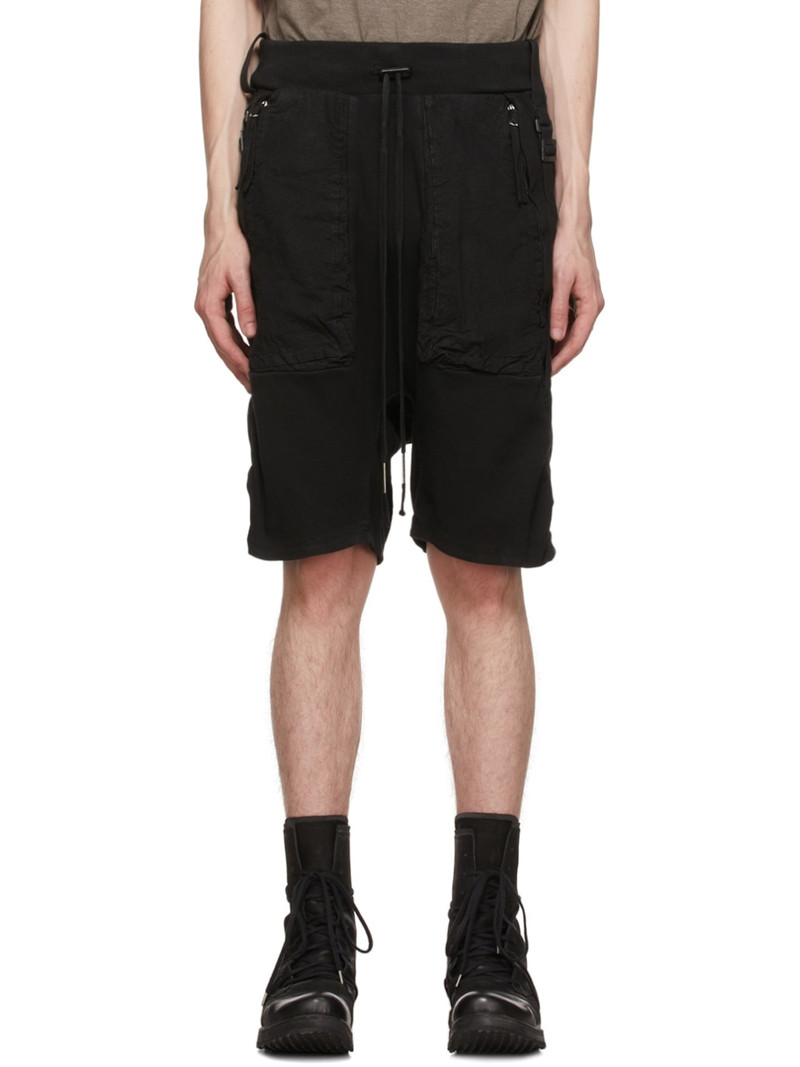 Black Cotton Shorts - 1