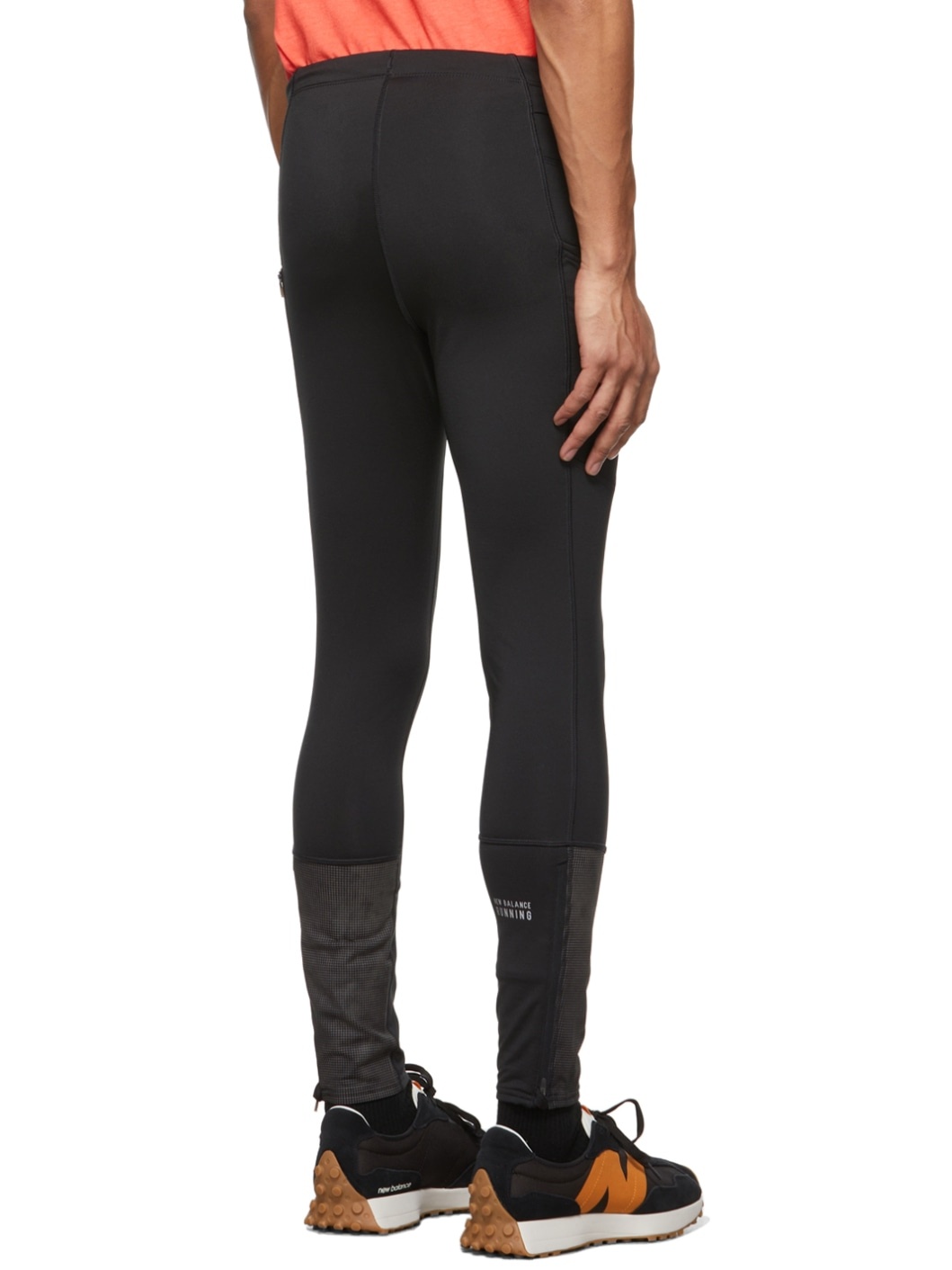 Black Reflective Logo Run Tights - 3