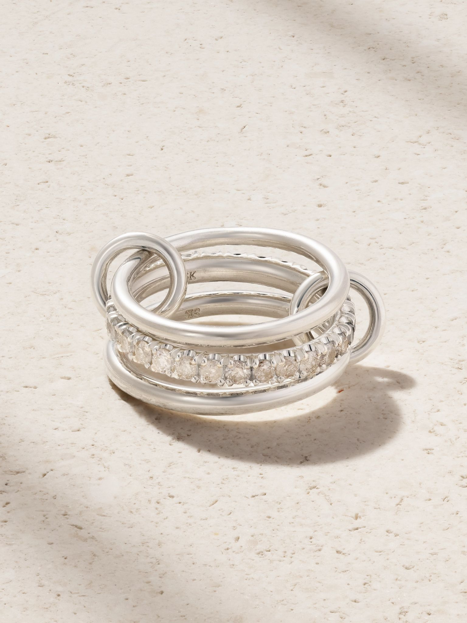 Petunia sterling silver diamond ring Silver - 1
