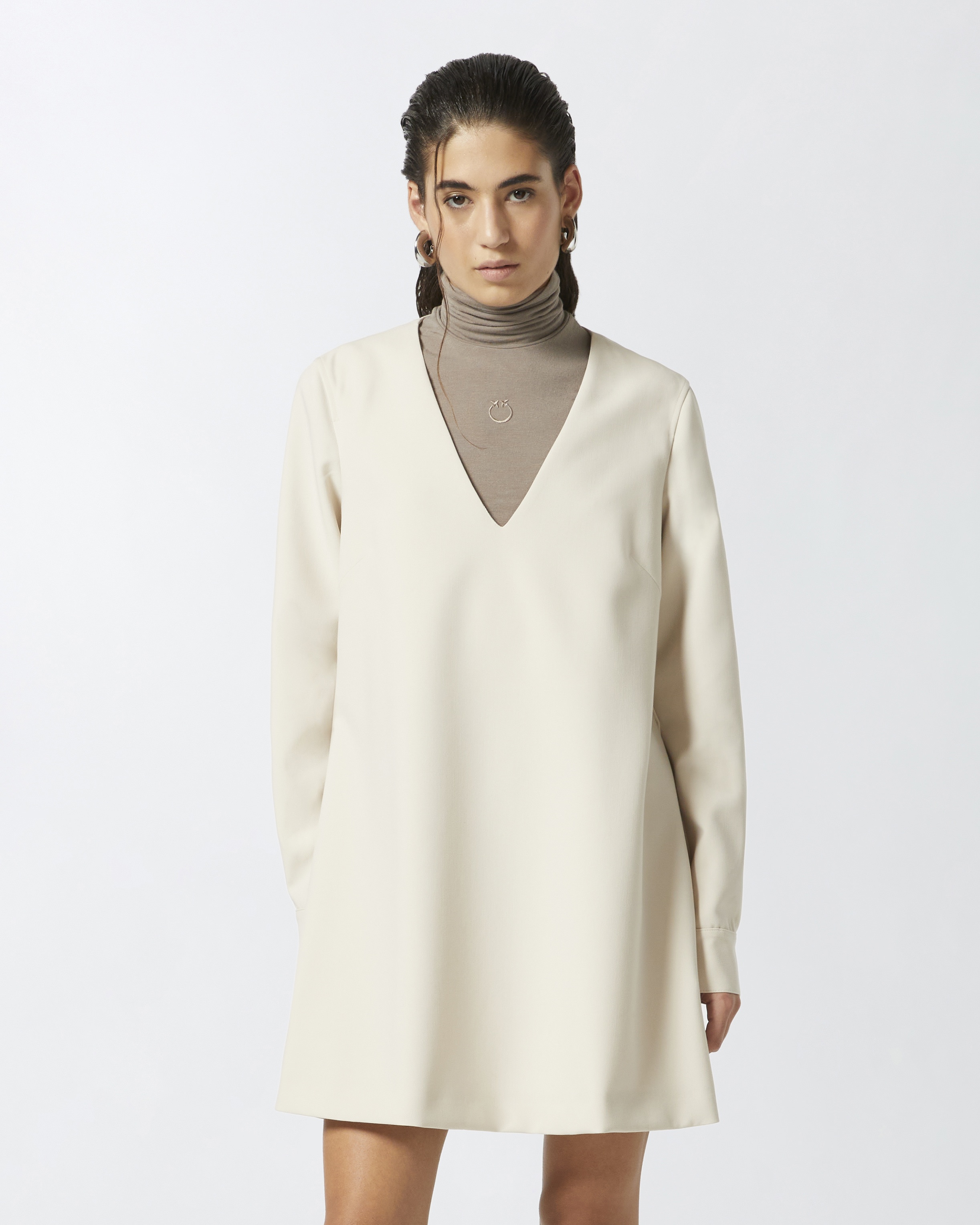TECHNICAL FABRIC V-NECK MINI DRESS - 3