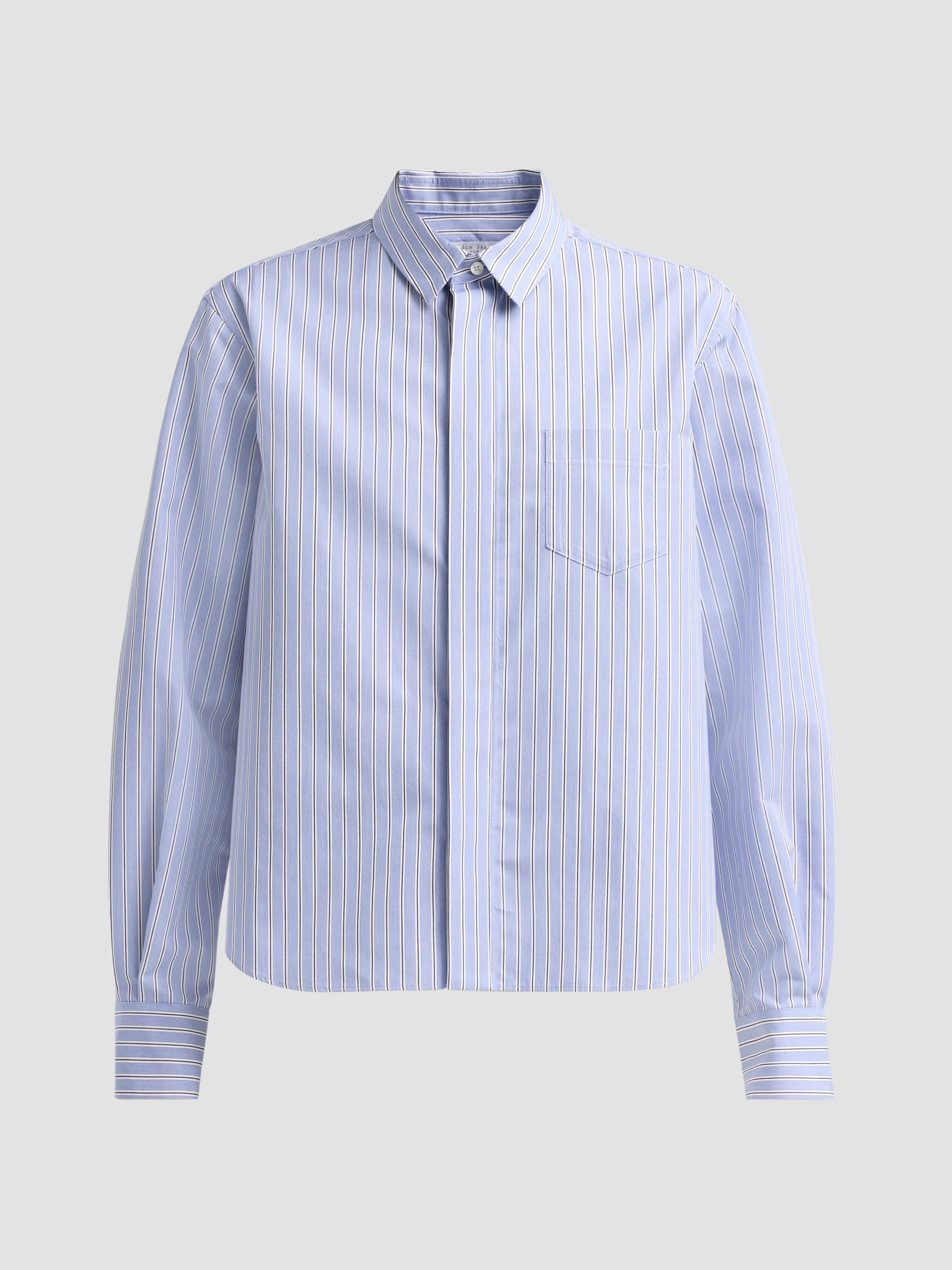 Women's Cotton Poplin Striped Shirt - Blue Stripe - 1