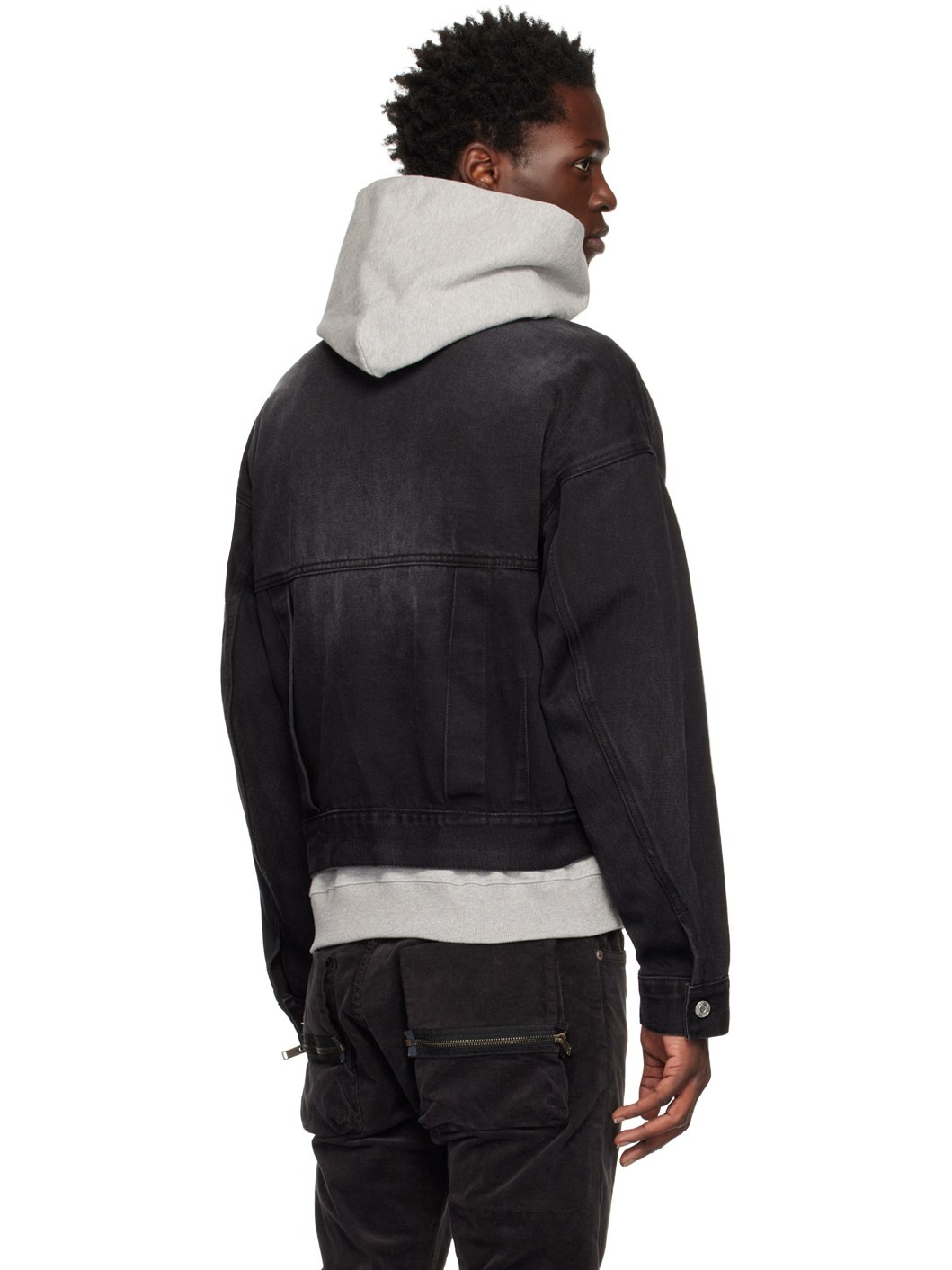 Black Relaxed-Fit Denim Jacket - 3