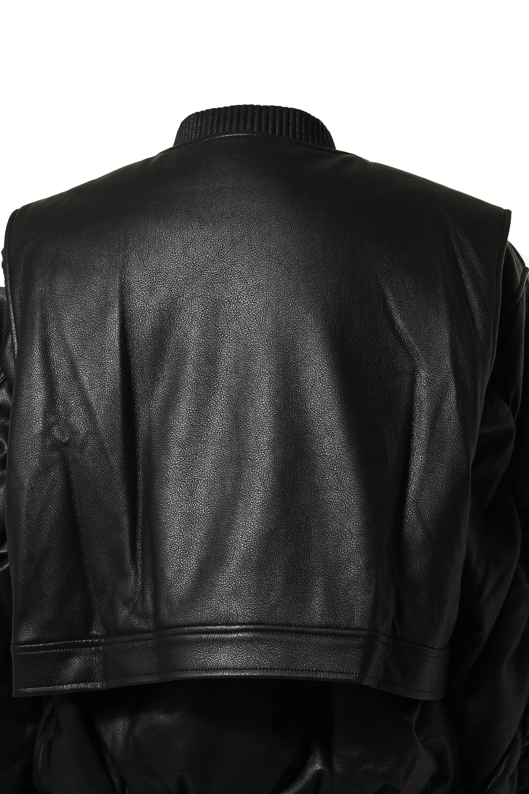 2 IN 1 BOMBER JACKET IN PU LEATHER / BLK - 5