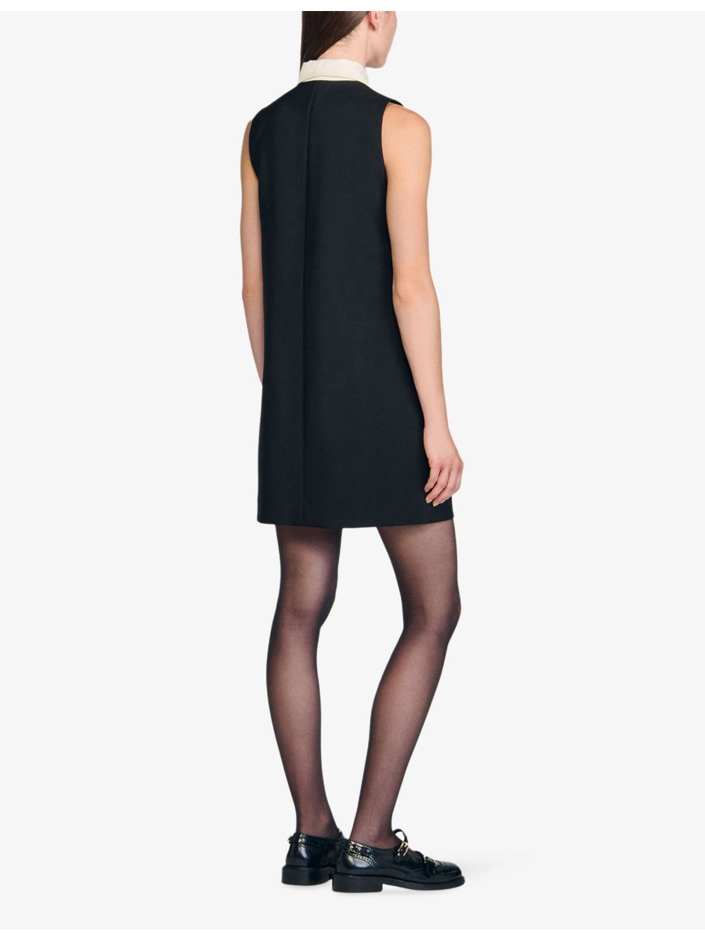 Contrast-Collar Sleeveless Stretch-Woven Mini Dress - 4