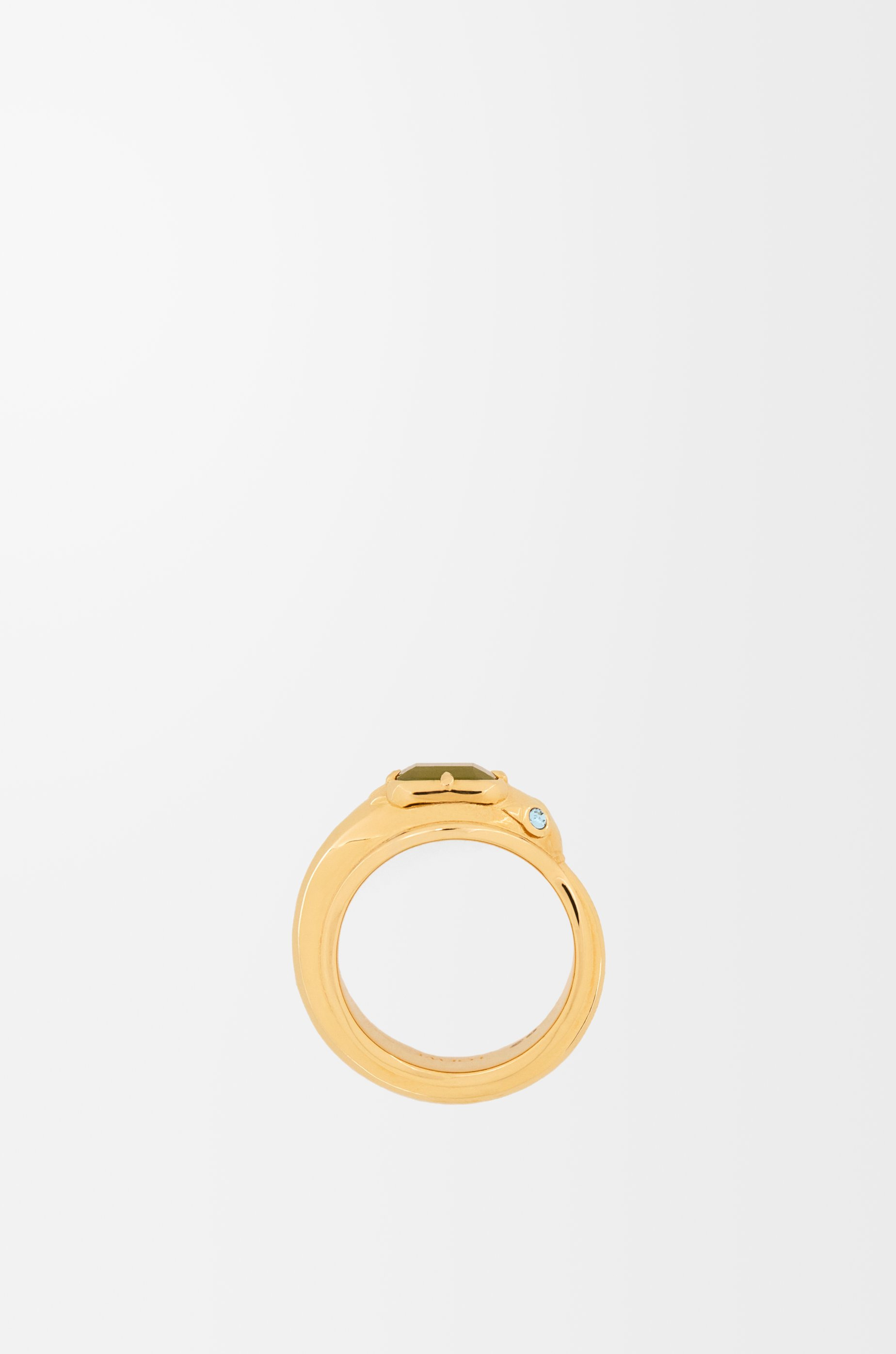 Snake ring in sterling silver, crystals and jade - 2