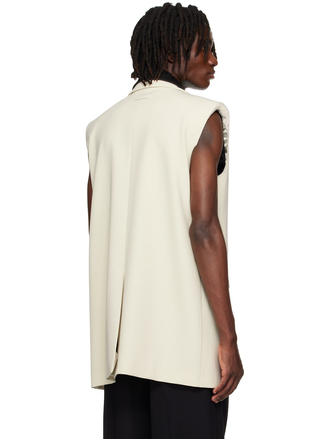 SSENSE Exclusive Beige & Black Double Layer Sleeveless Blazer - 3