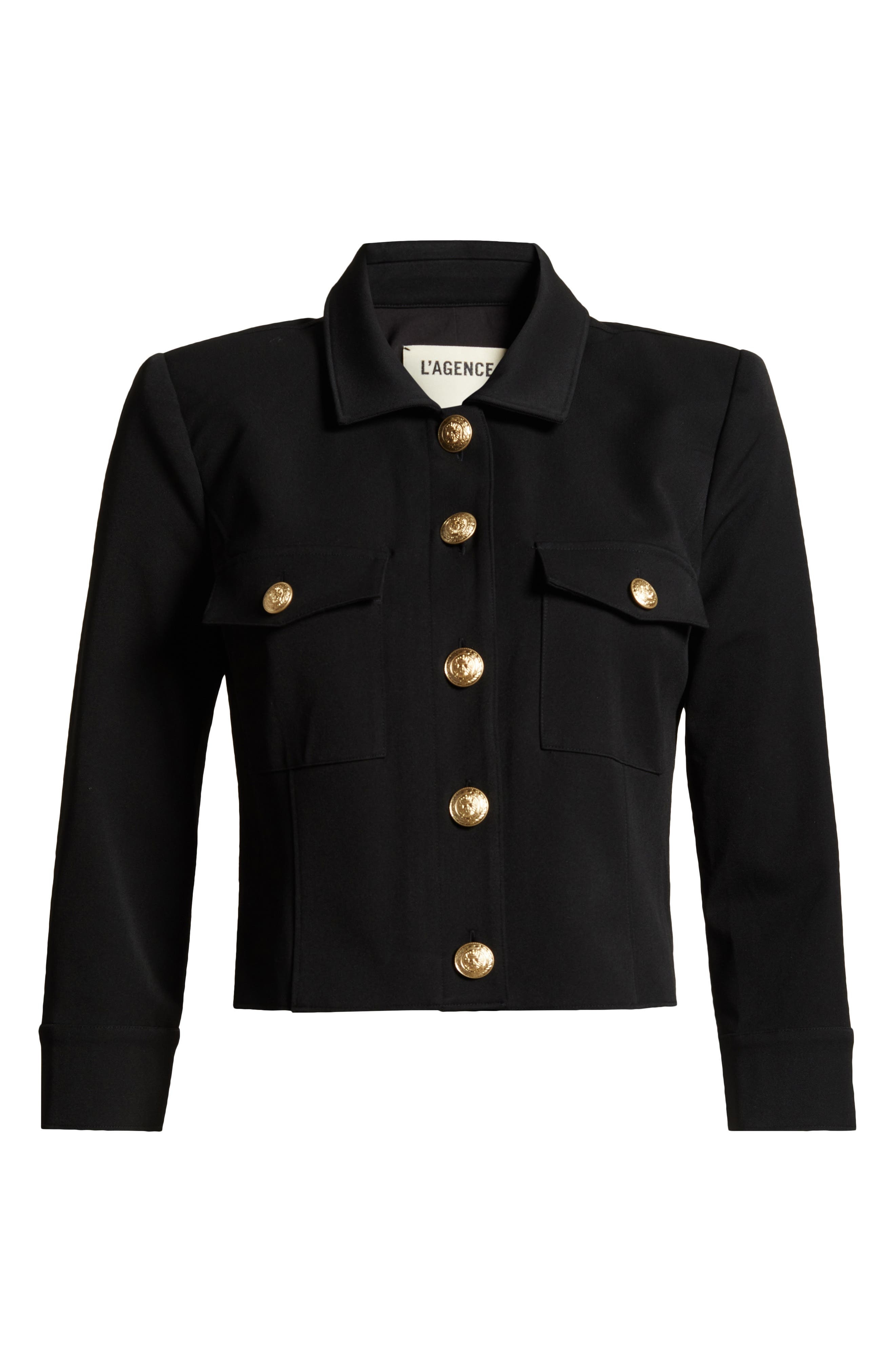 L'AGENCE Kumi Fitted Crop Jacket in Black at Nordstrom - 6