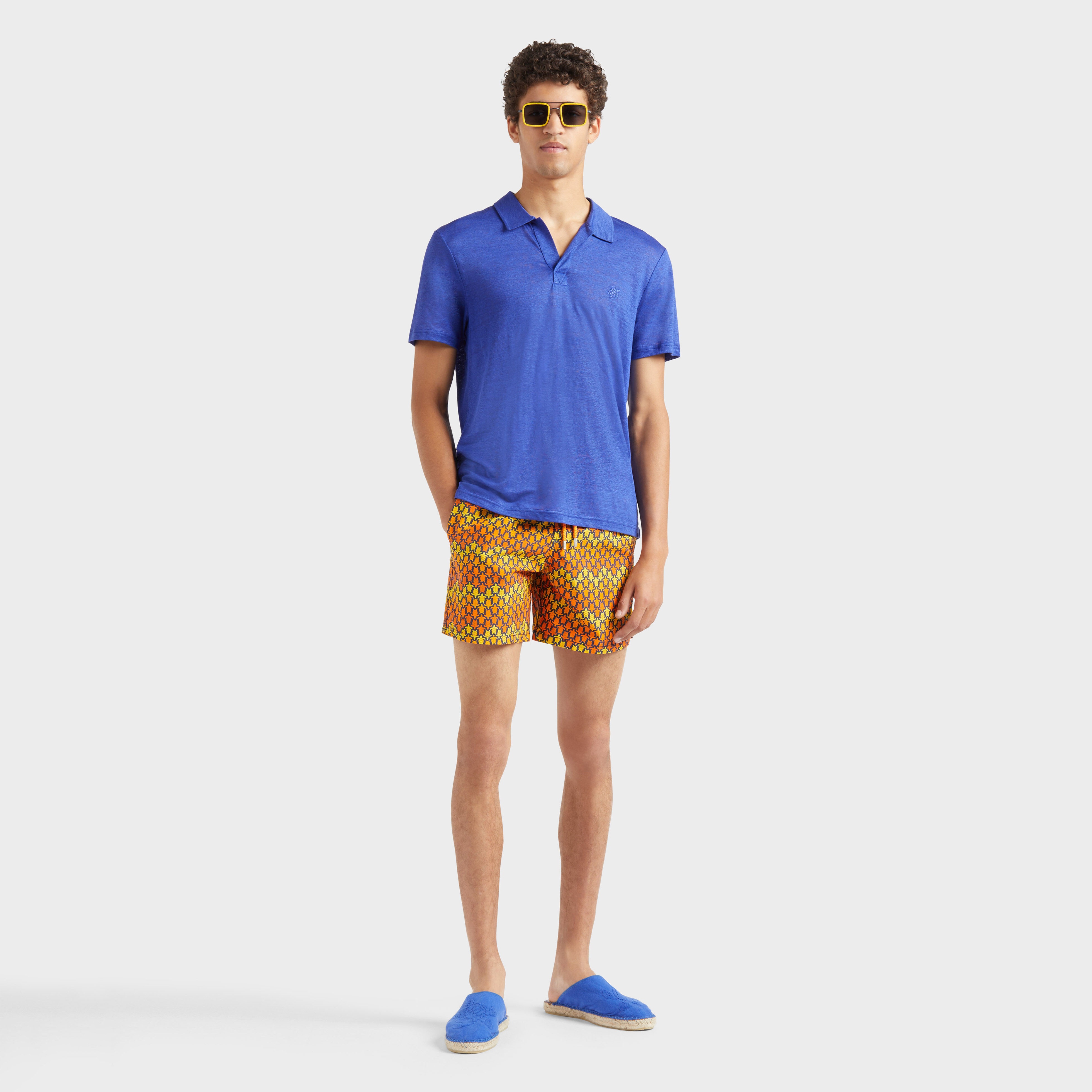 Men Linen Jersey Polo Solid - 5