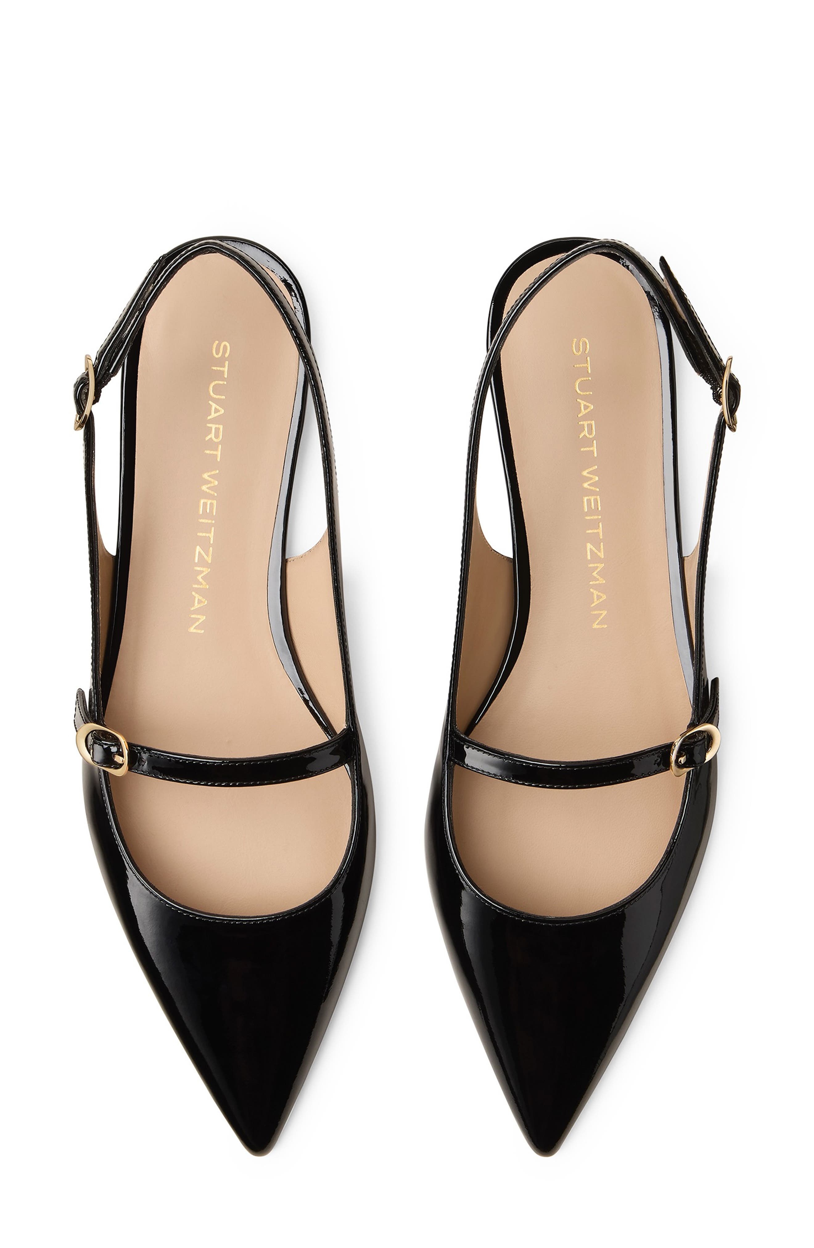 Stuart Weitzman Emilia Mary Jane Slingback Flat in Black Black at Nordstrom - 4