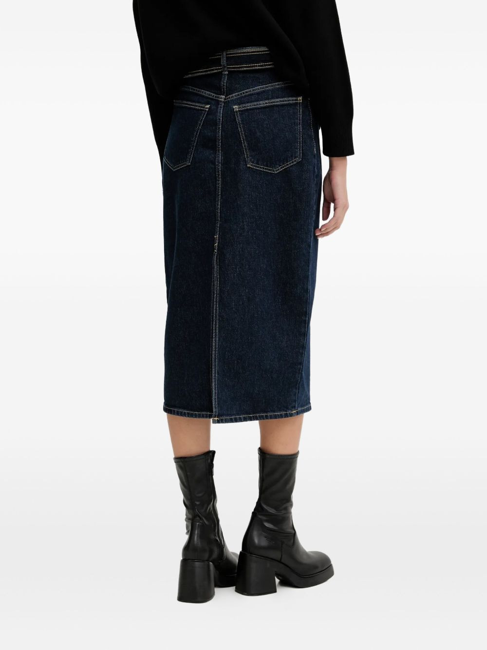 belted denim midi skirt - 3