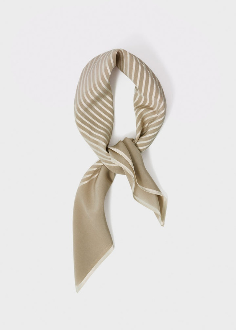 Centered monogram silk scarf peanut butter 6