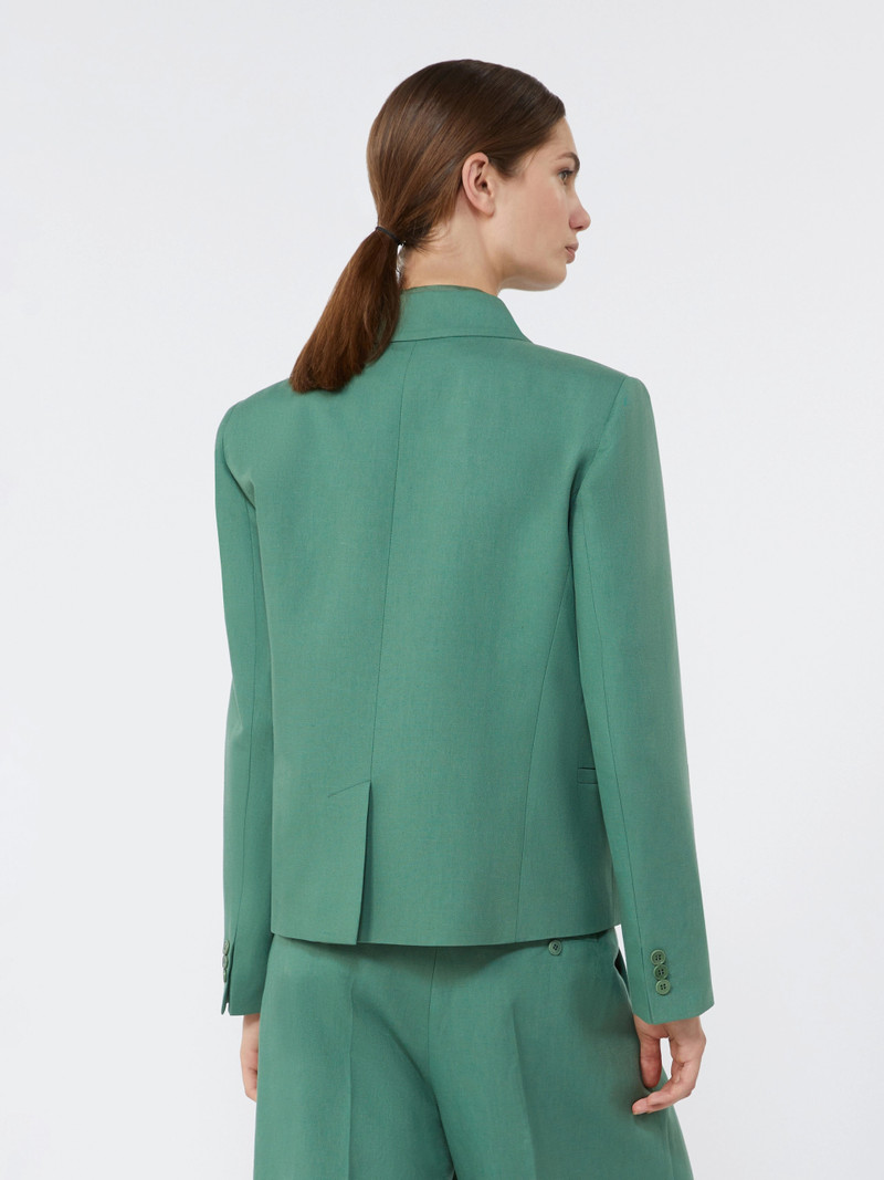 NEMBI Viscose and linen blazer - GREEN 4