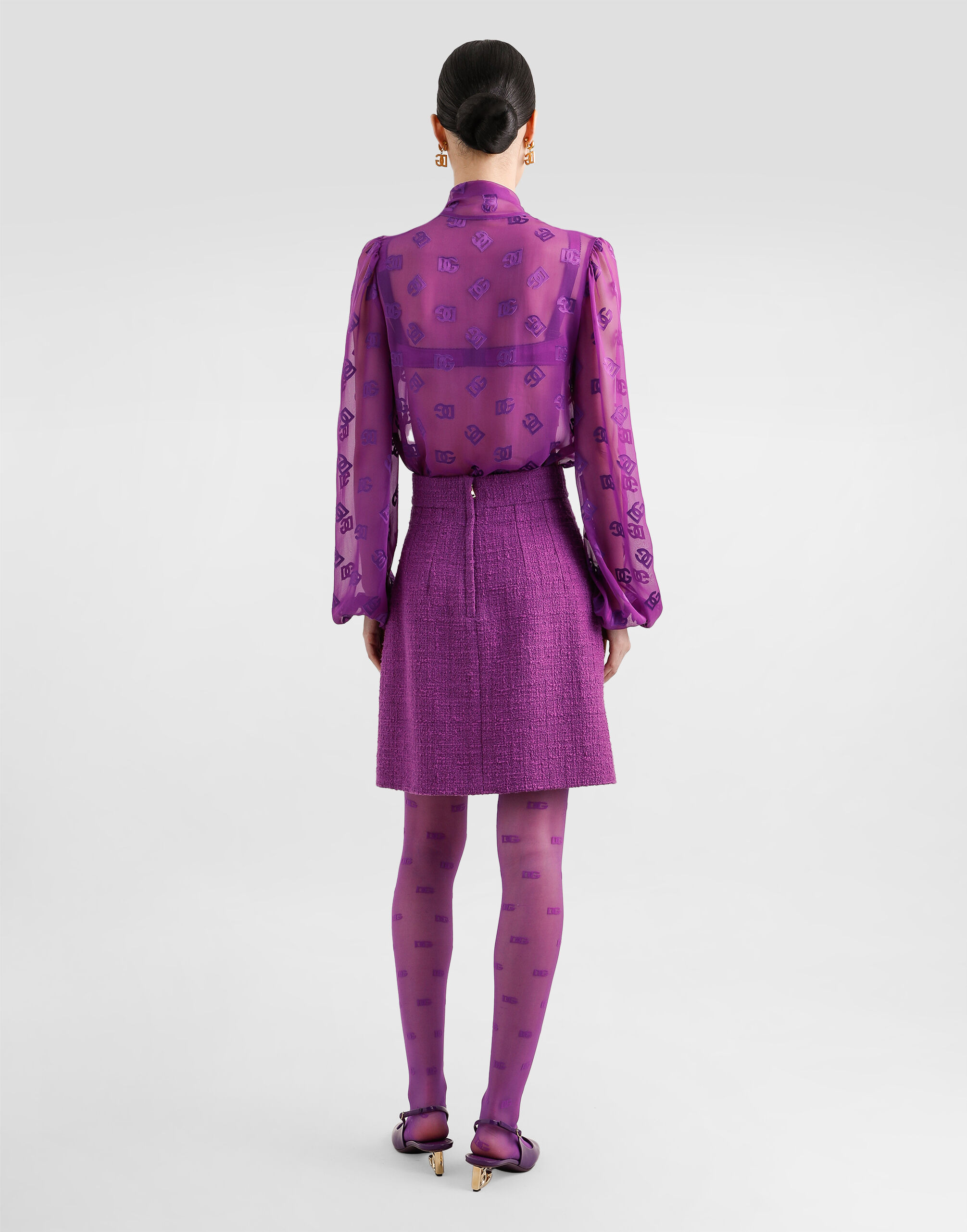 Chiffon jacquard shirt with DG all-over logo - 5