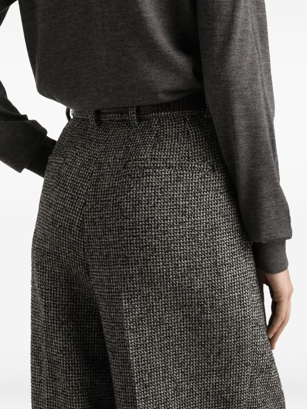 pleated houndstooth trousers - 5