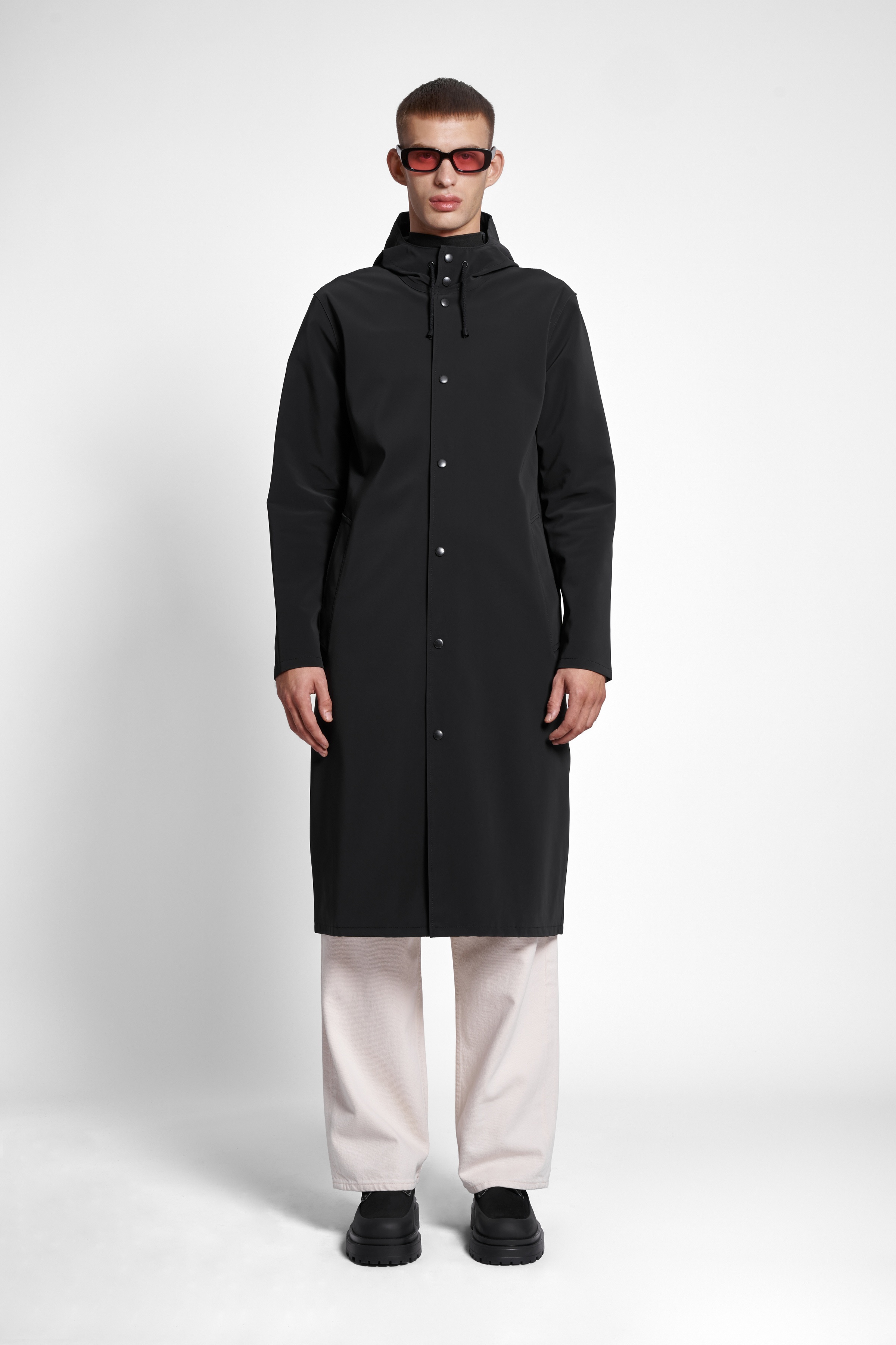 Stockholm Long Matte Print Raincoat Black - 3