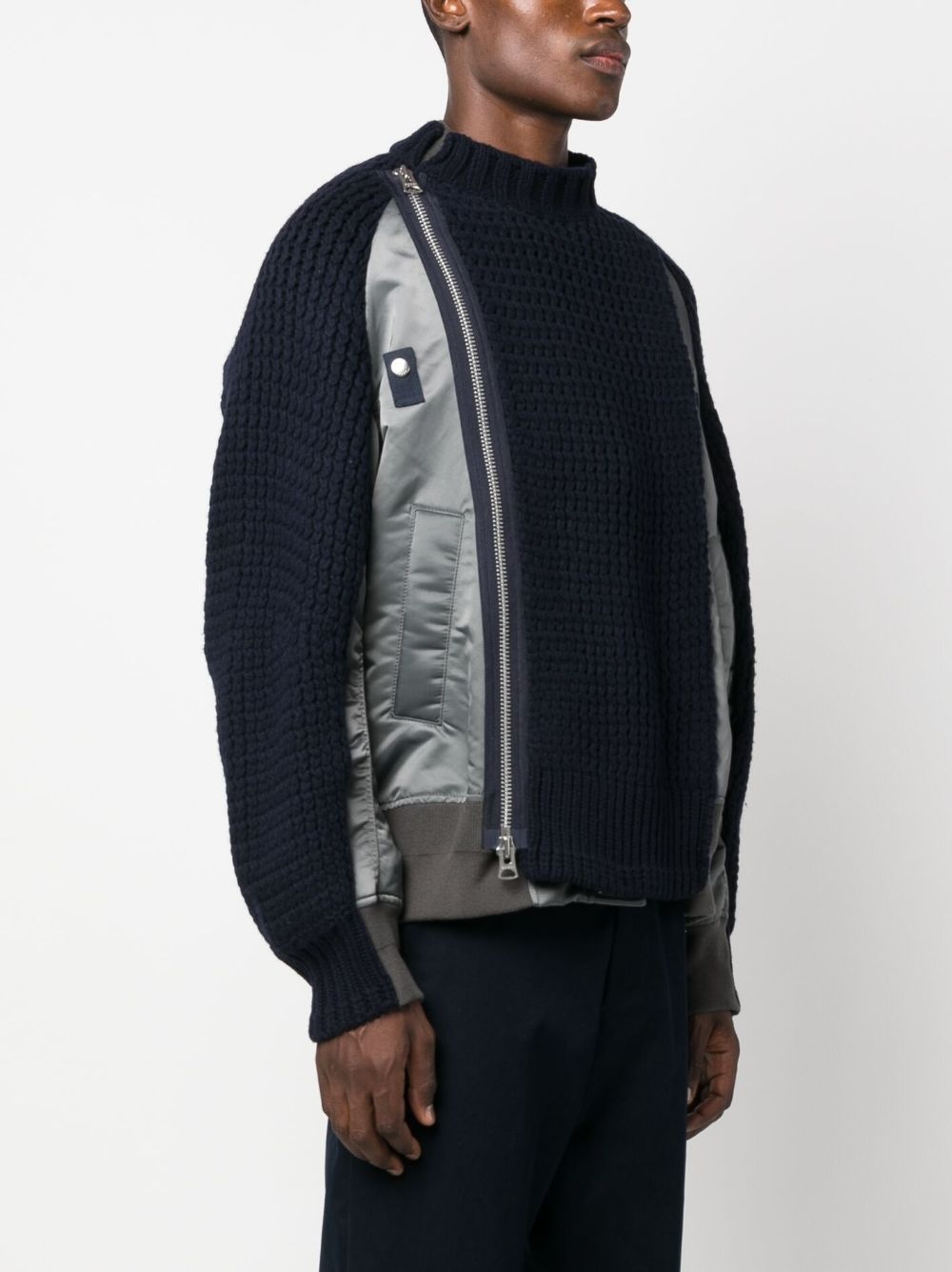 panelled knitted bomber jacket - 3