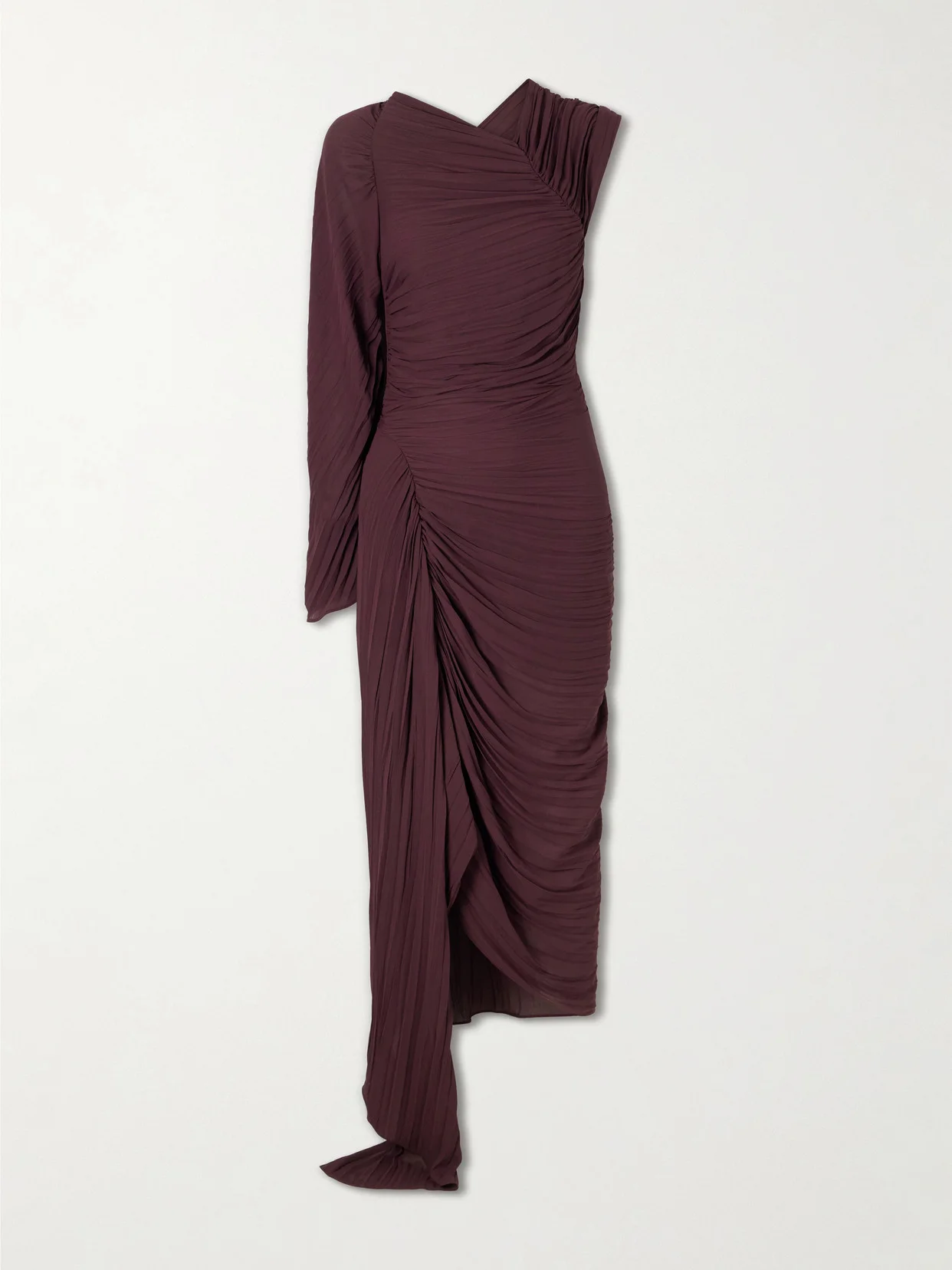 Off-the-shoulder Plissé Midi Dress - 1