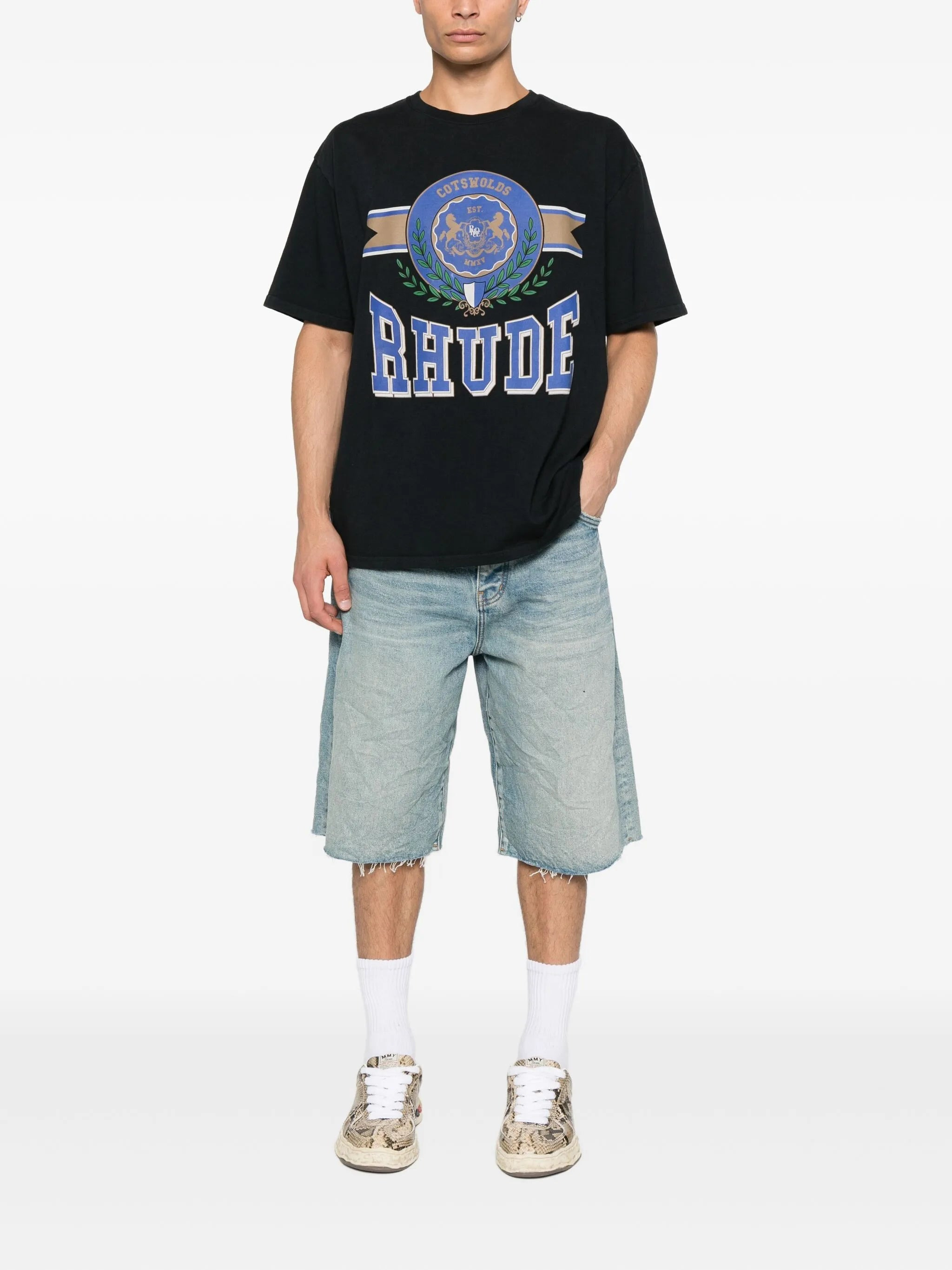 crest-print cotton T-shirt - 2