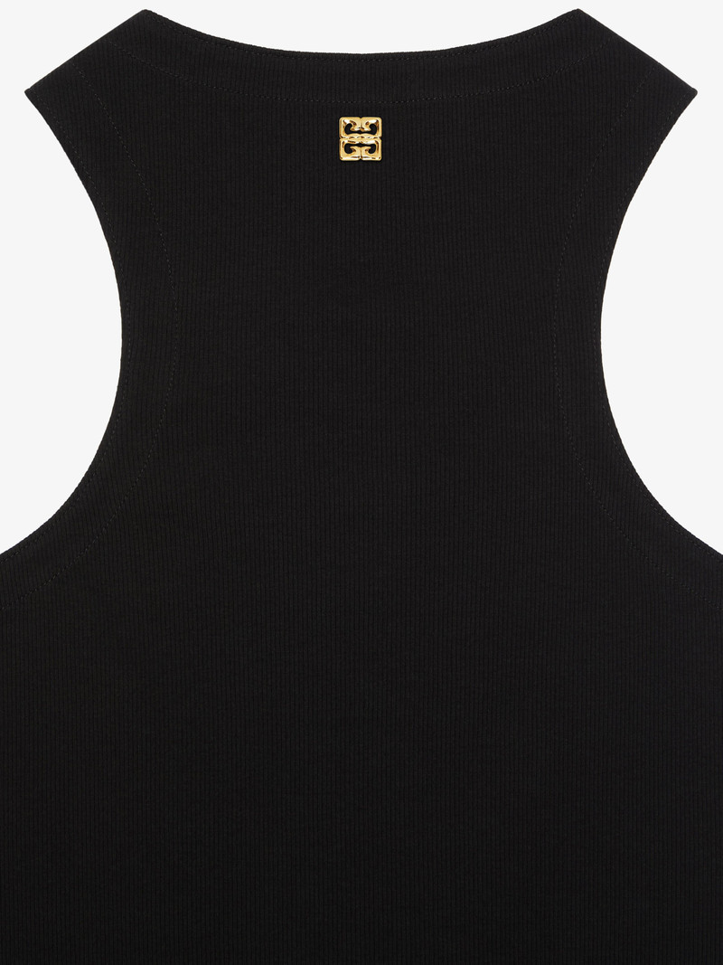 SLIM FIT TANK TOP IN COTTON WITH LACES AND 4G DETAIL 5