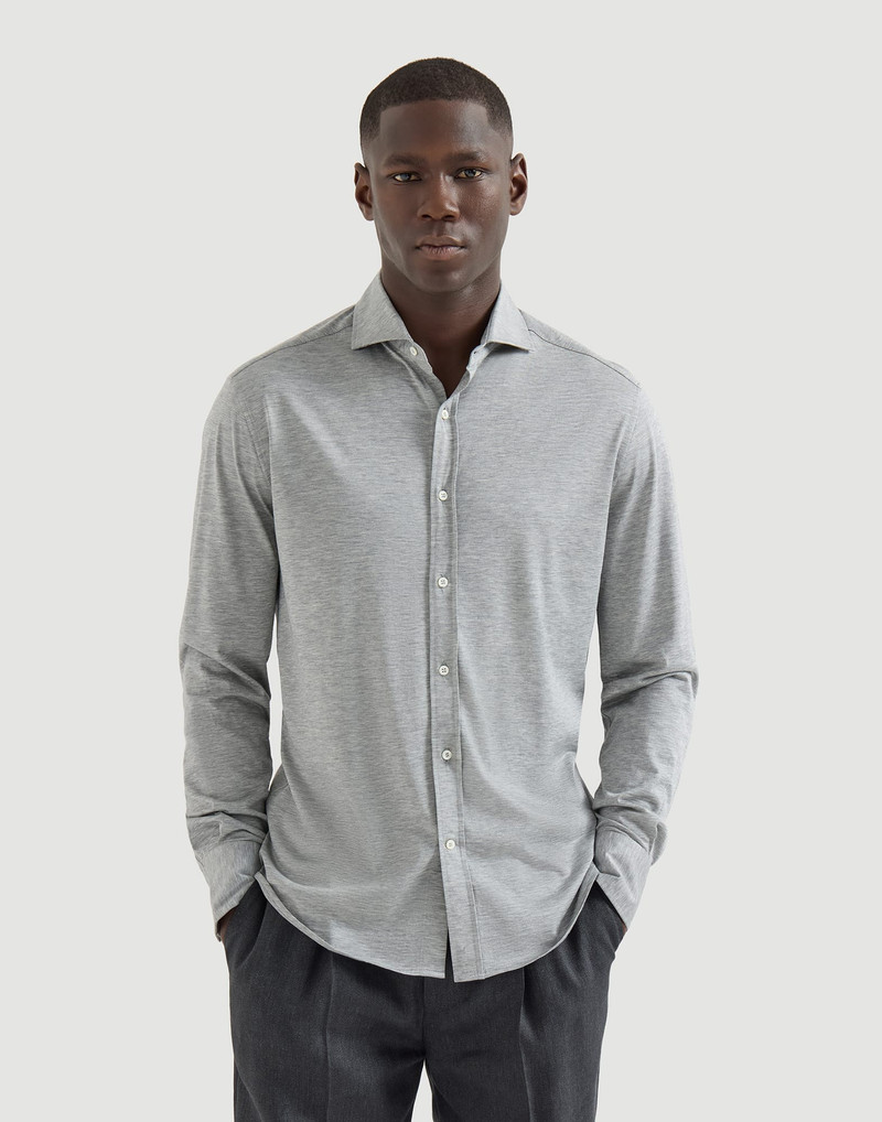 Silk and cotton jersey shirt with spread collar 3