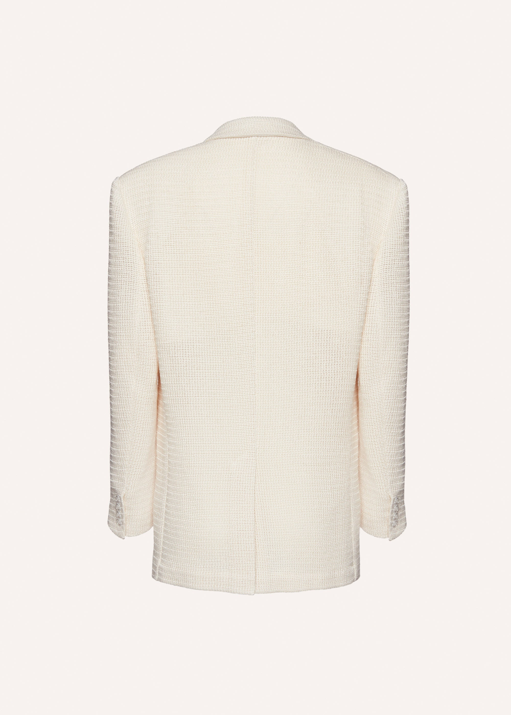 Tailored oversized handwoven blazer in cream - 2