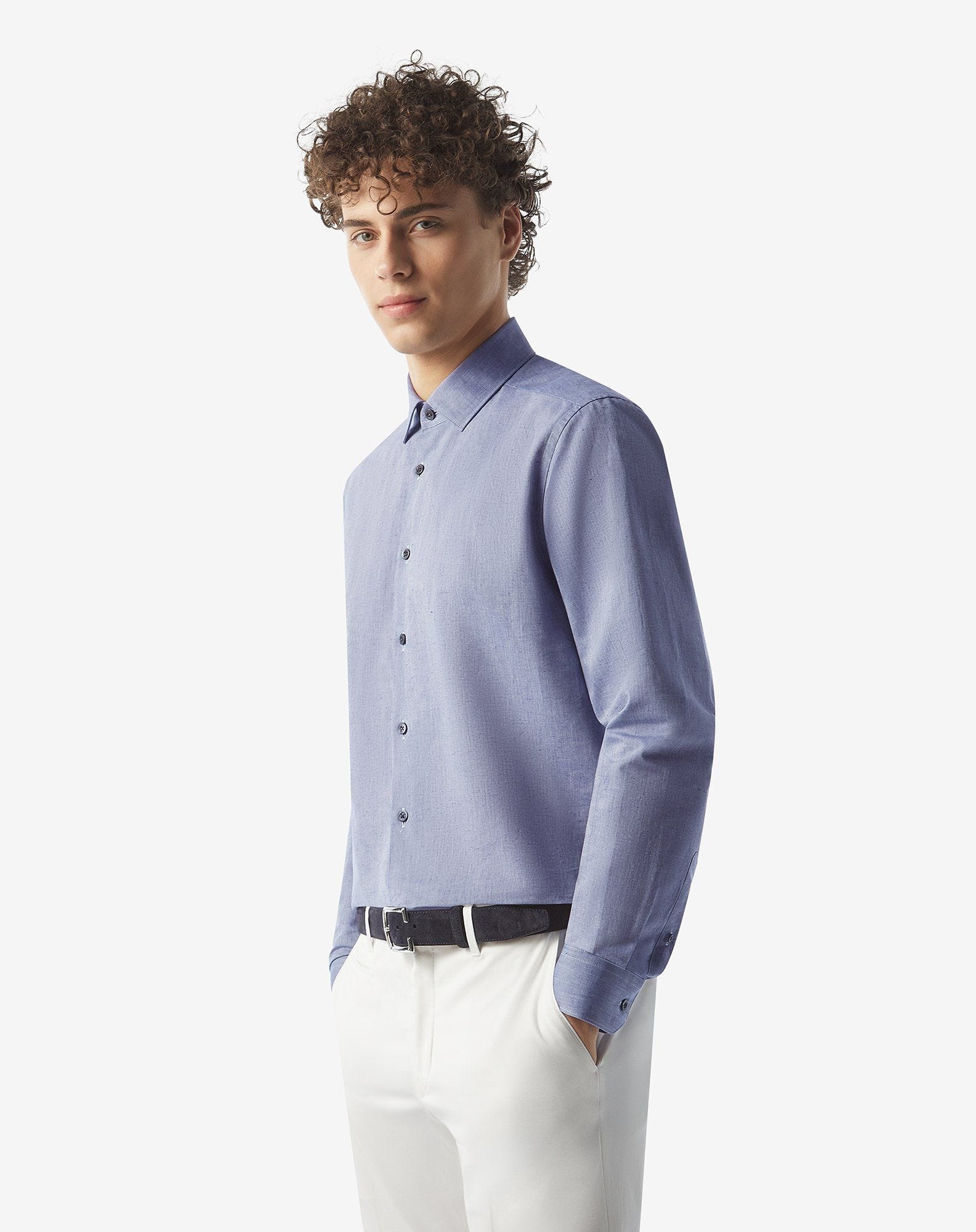 Blue denim cotton and linen shirt - 2
