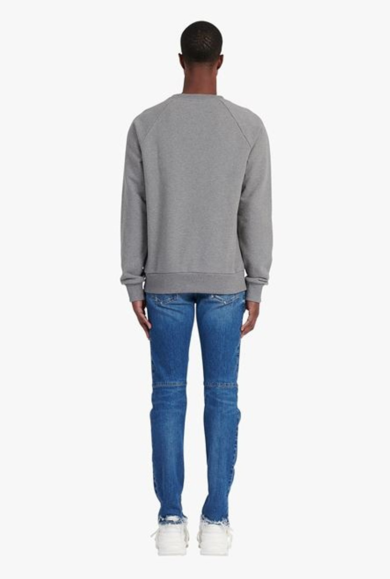 Heather gray eco-designed cotton sweatshirt with gray Balmain logo appliqué 3