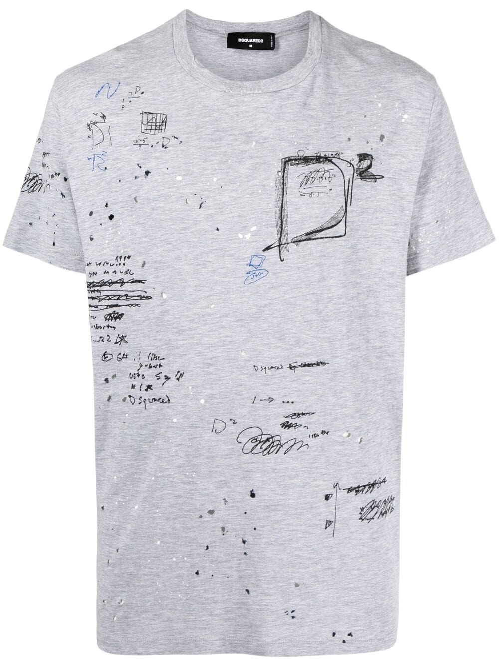 distressed-effect scribble T-shirt - 1