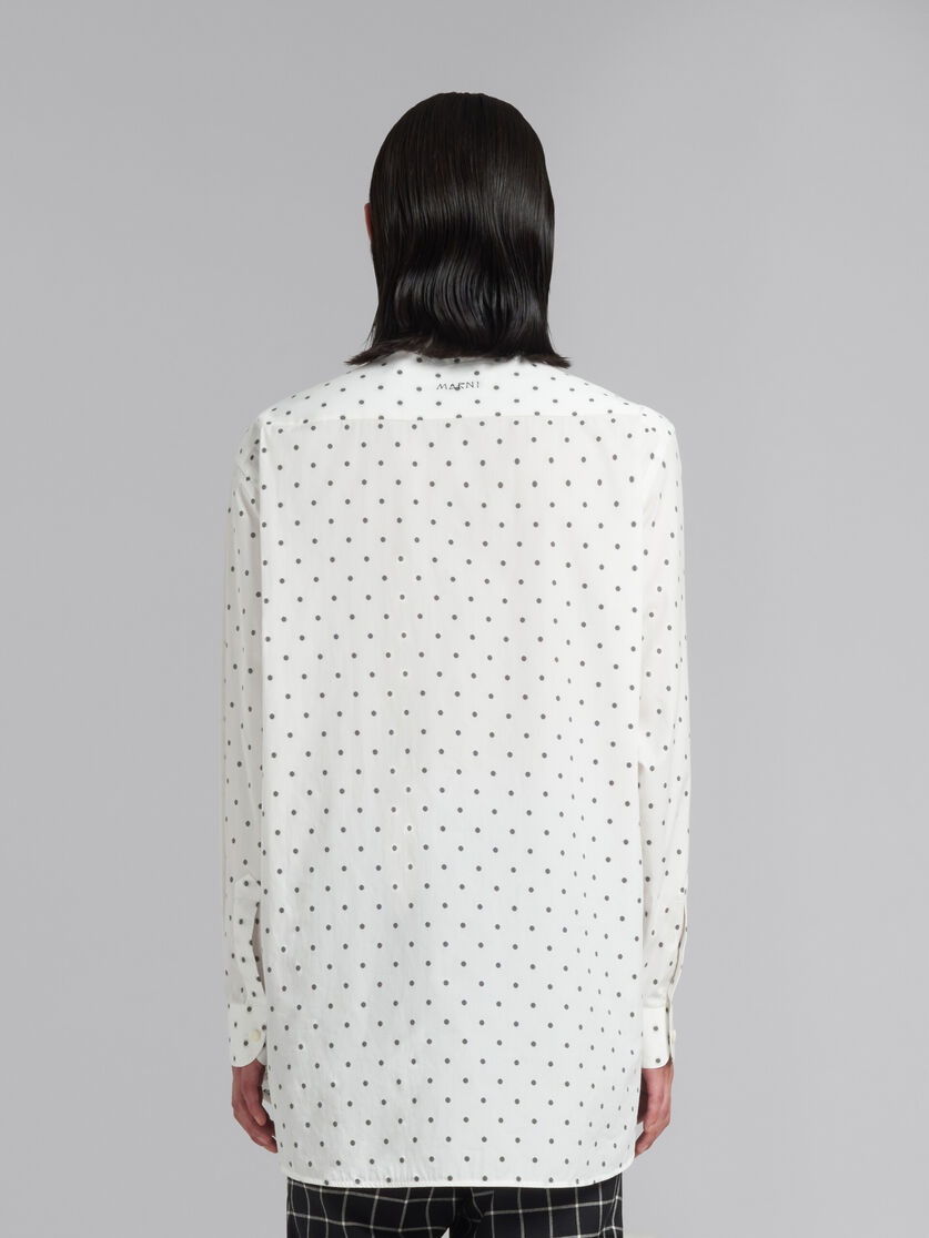 WHITE POPLIN LONG-SLEEVED SHIRT WITH POLKA DOTS - 3