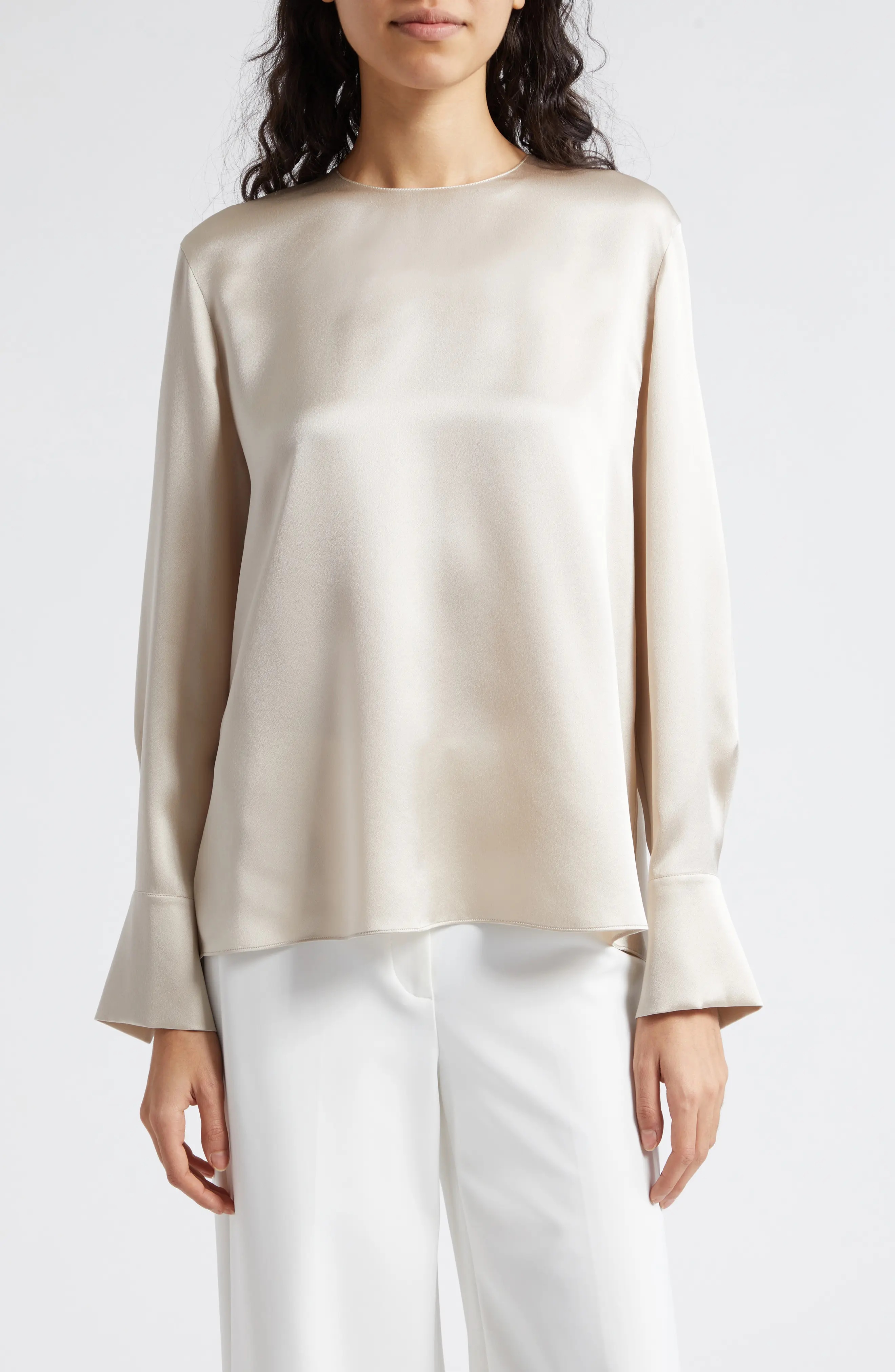 Long Sleeve Silk Top - 1