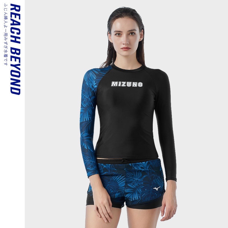 (WMNS) Mizuno Long Sleeve Two Piece Set Swimsuit 'Blue' N2CG3302 - 4
